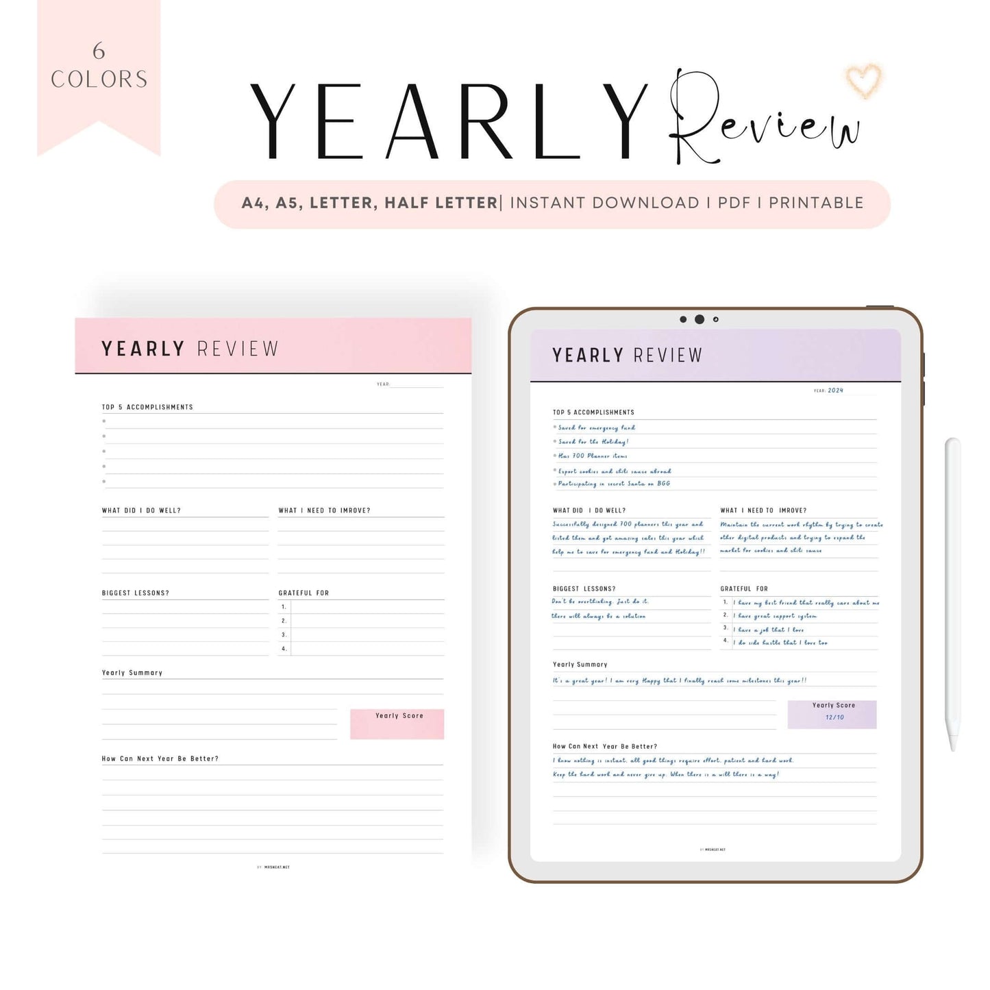 Yearly Review Template Printable