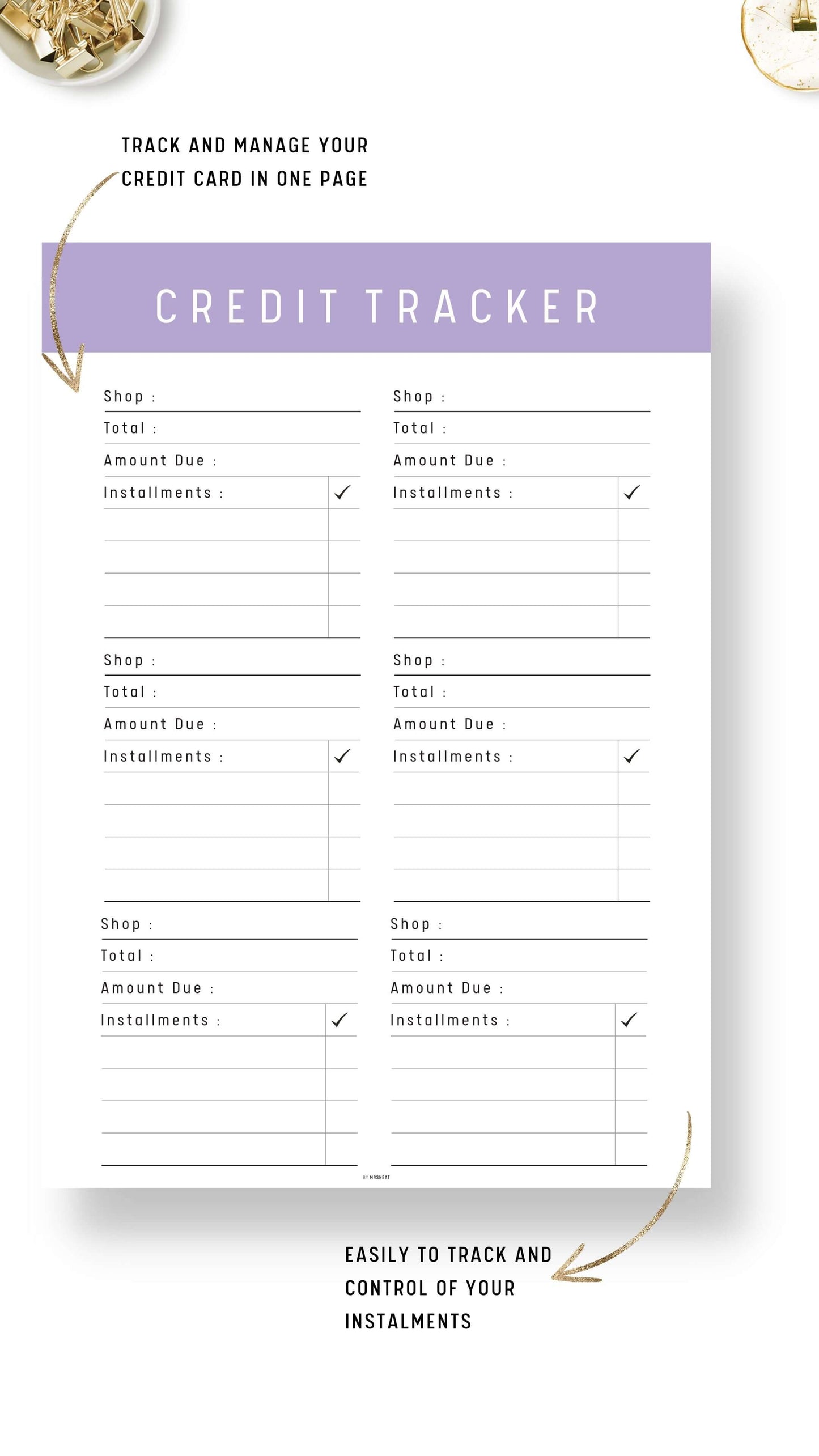 Credit Card Payment Tracker Template Printable