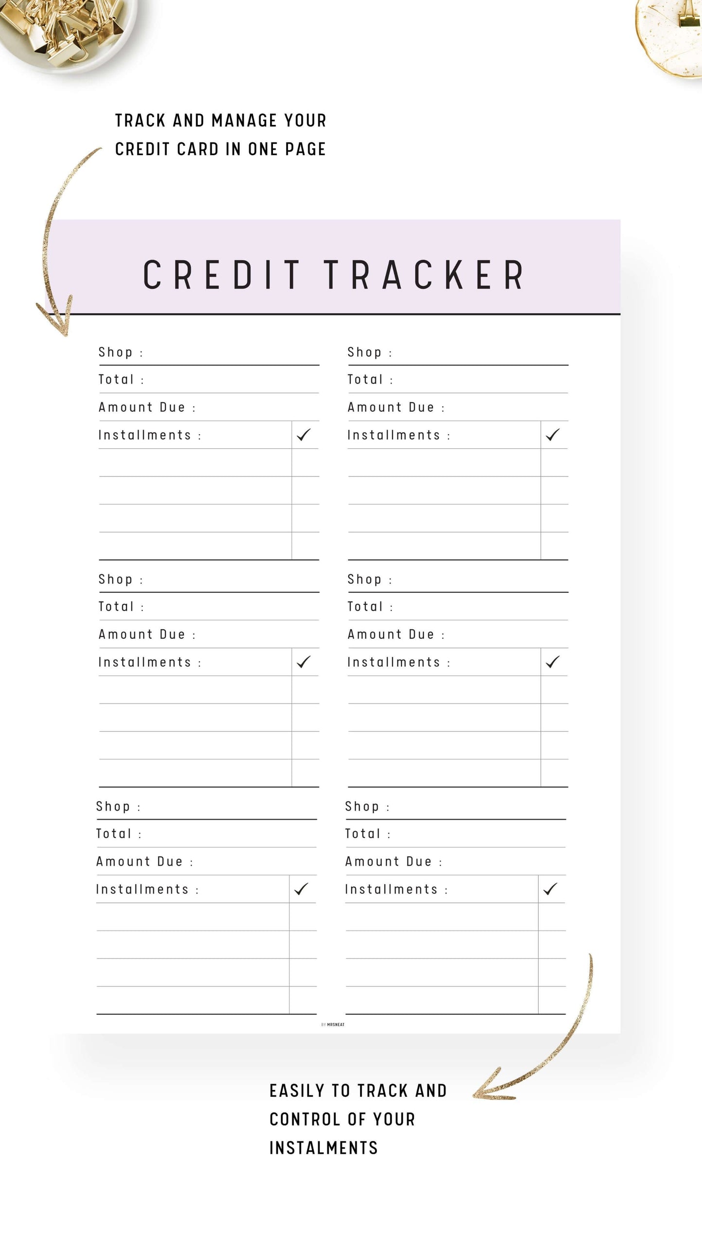 Credit Card Payment Tracker Template Printable