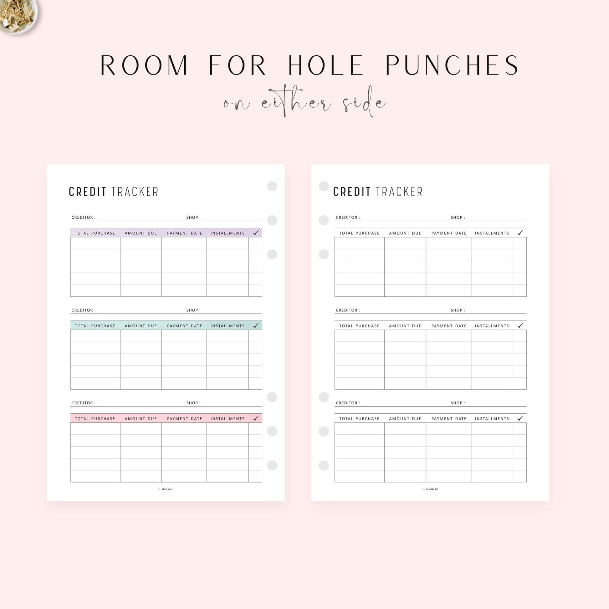 Credit Card Tracker, Printable, A4, A5, Letter, Half Letter, 2 Colors, Digital Planner
