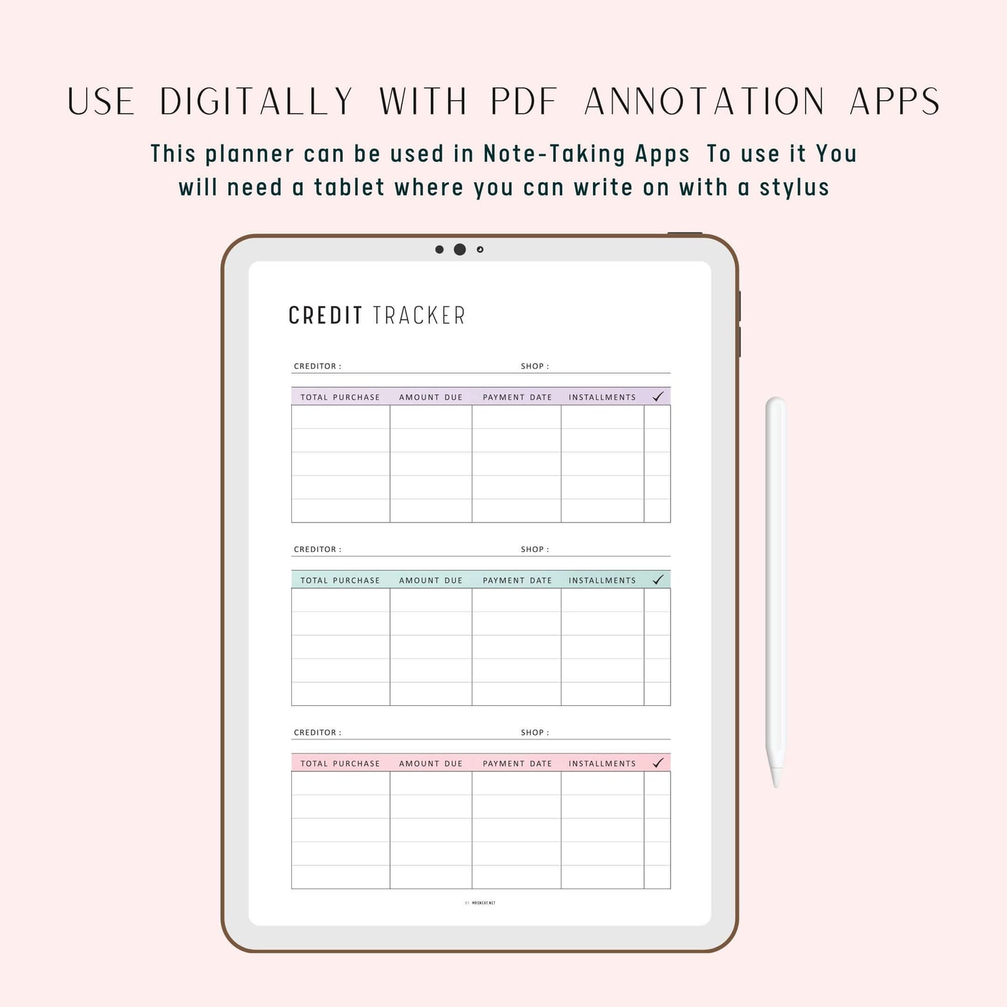 Credit Card Tracker, Printable, A4, A5, Letter, Half Letter, 2 Colors, Digital Planner