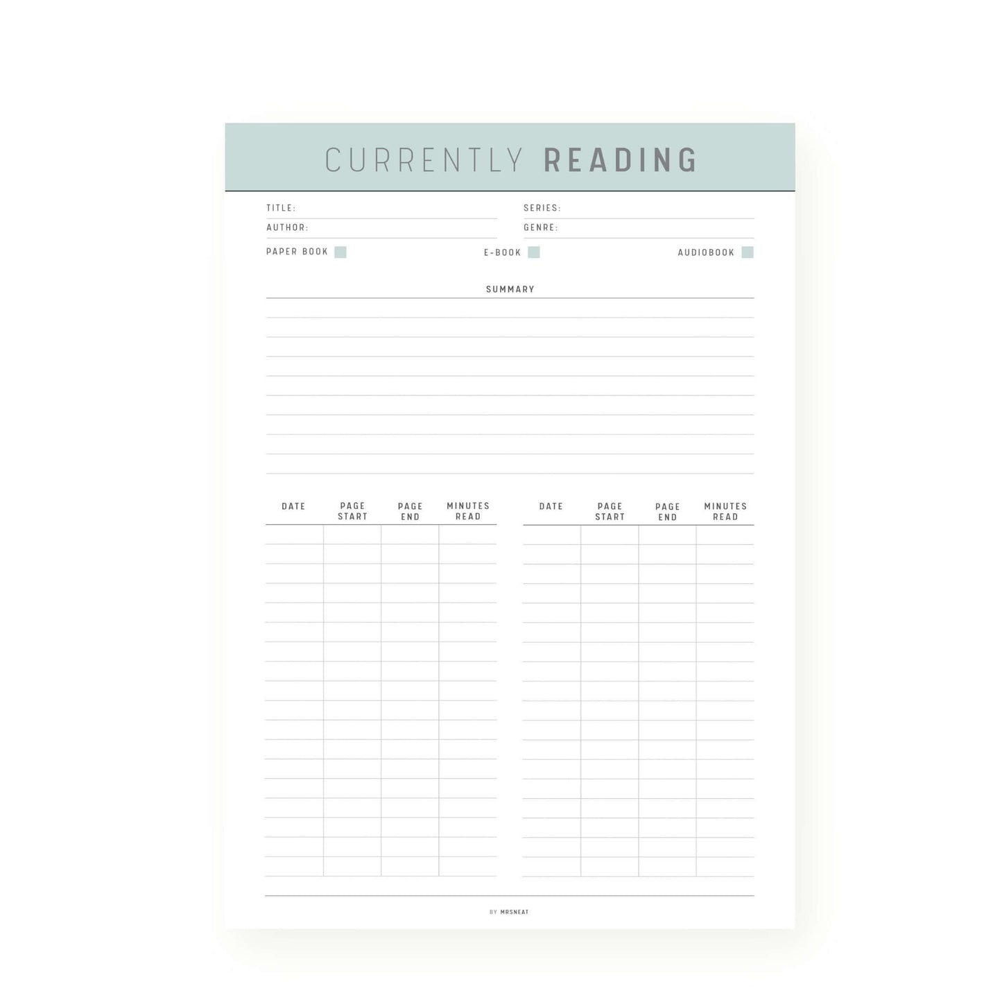 Green Currently Reading Template Printable