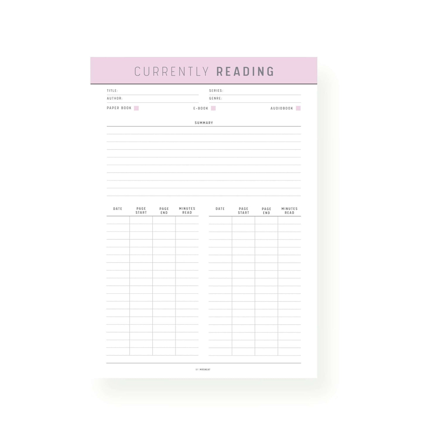 Purple Currently Reading Template Printable