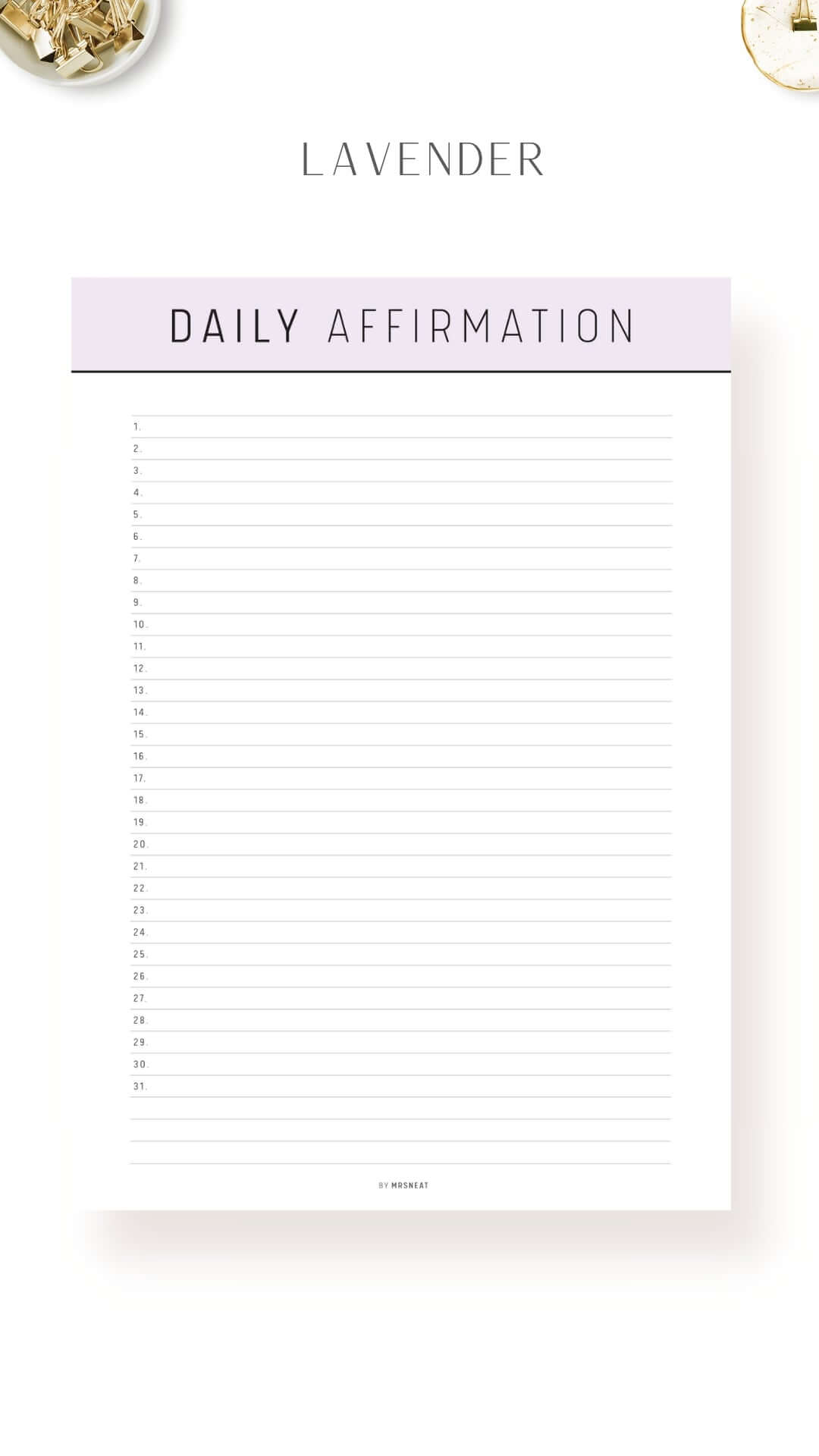 Daily Affirmation Journal Printable
