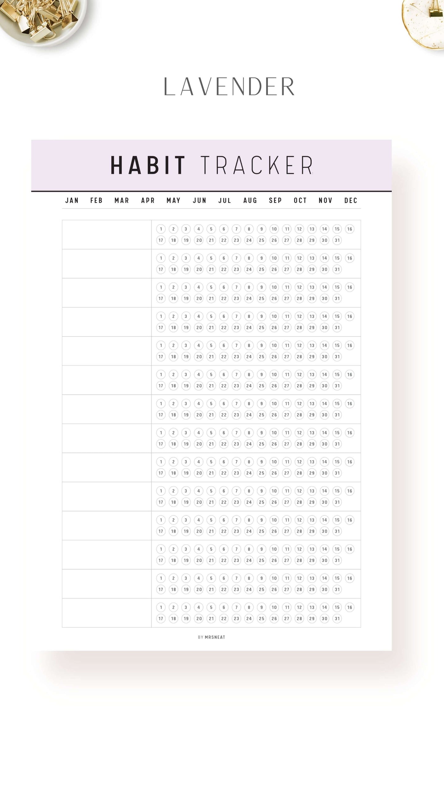 Printable Daily Habit Tracker Template