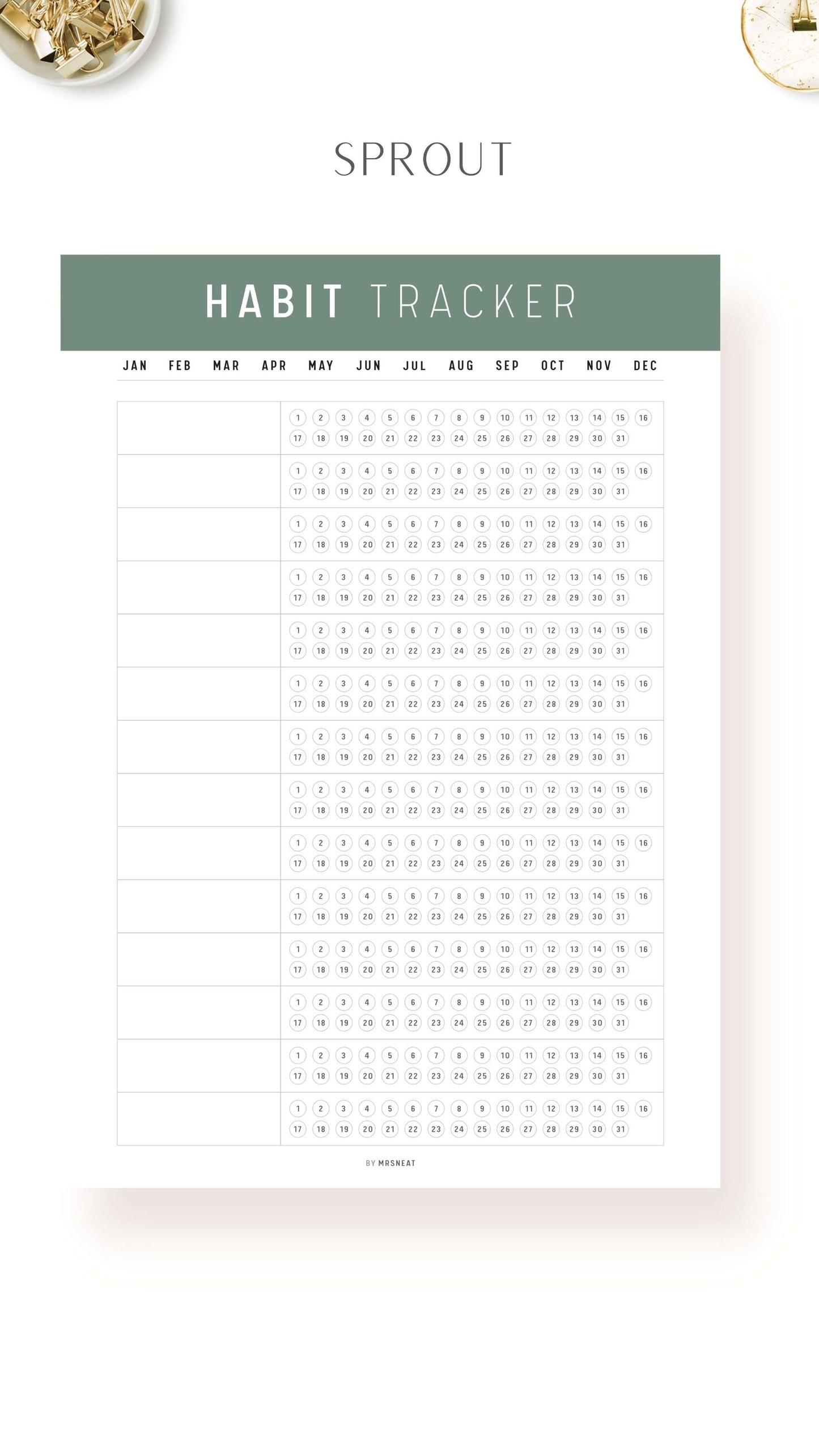Printable Daily Habit Tracker Template