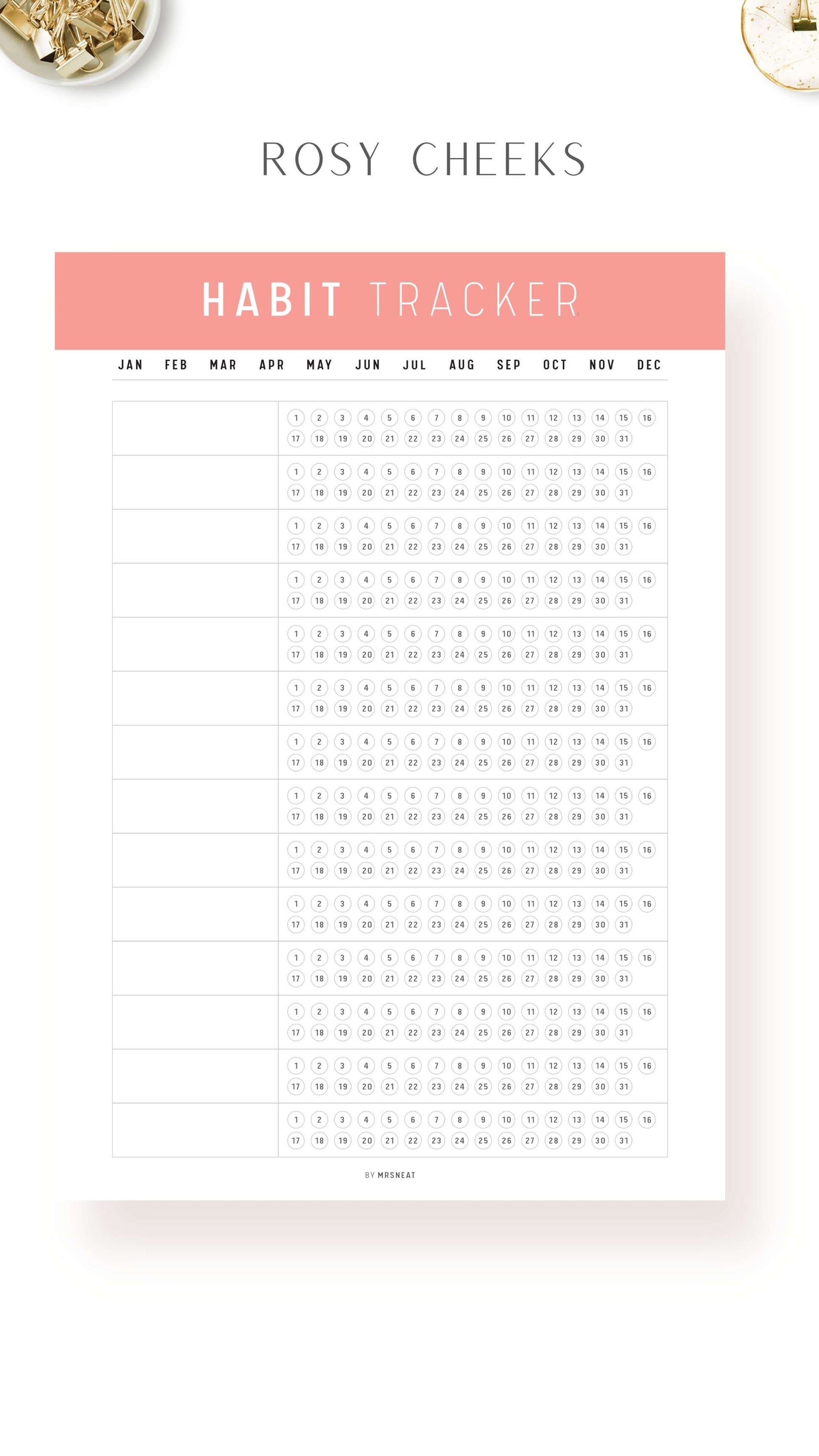 Printable Daily Habit Tracker Template