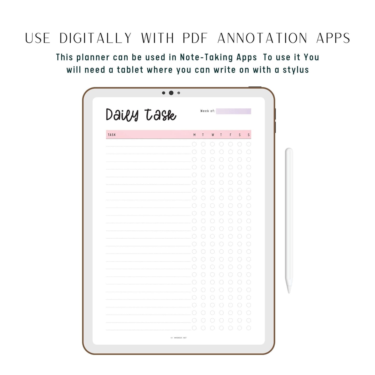 Digital Daily Task List Template, To Do List Planner, 2 color options