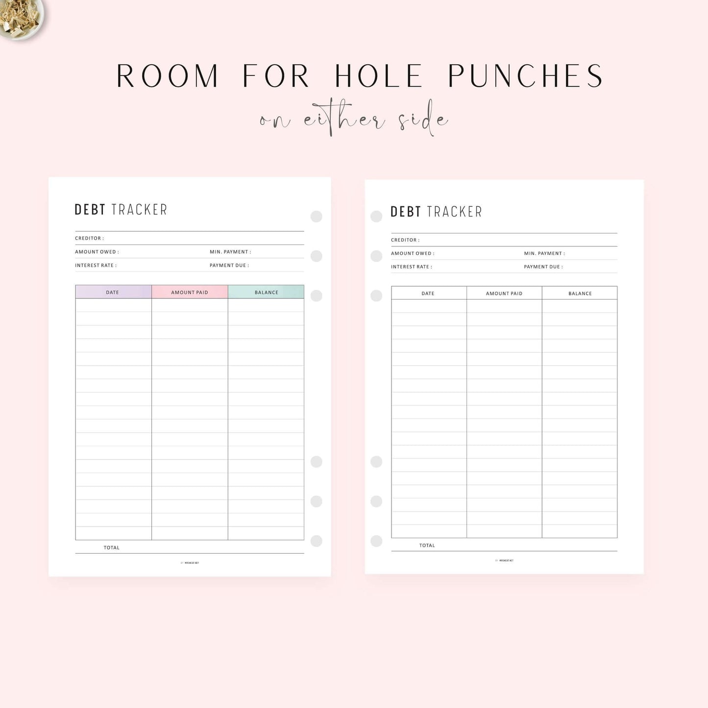 Debt Payment Tracker, Printable, A4, A5, Letter, Half Letter, Digital Planner, PDF, 2 Colors, Instant Download