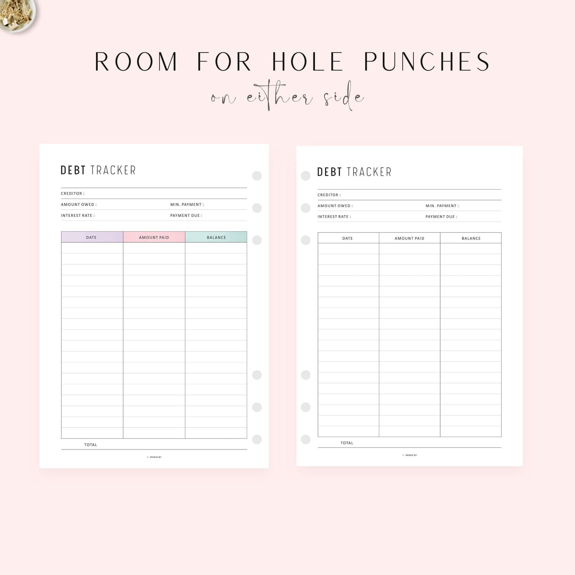 Debt Payment Tracker, Printable, A4, A5, Letter, Half Letter, Digital Planner, PDF, 2 Colors, Instant Download