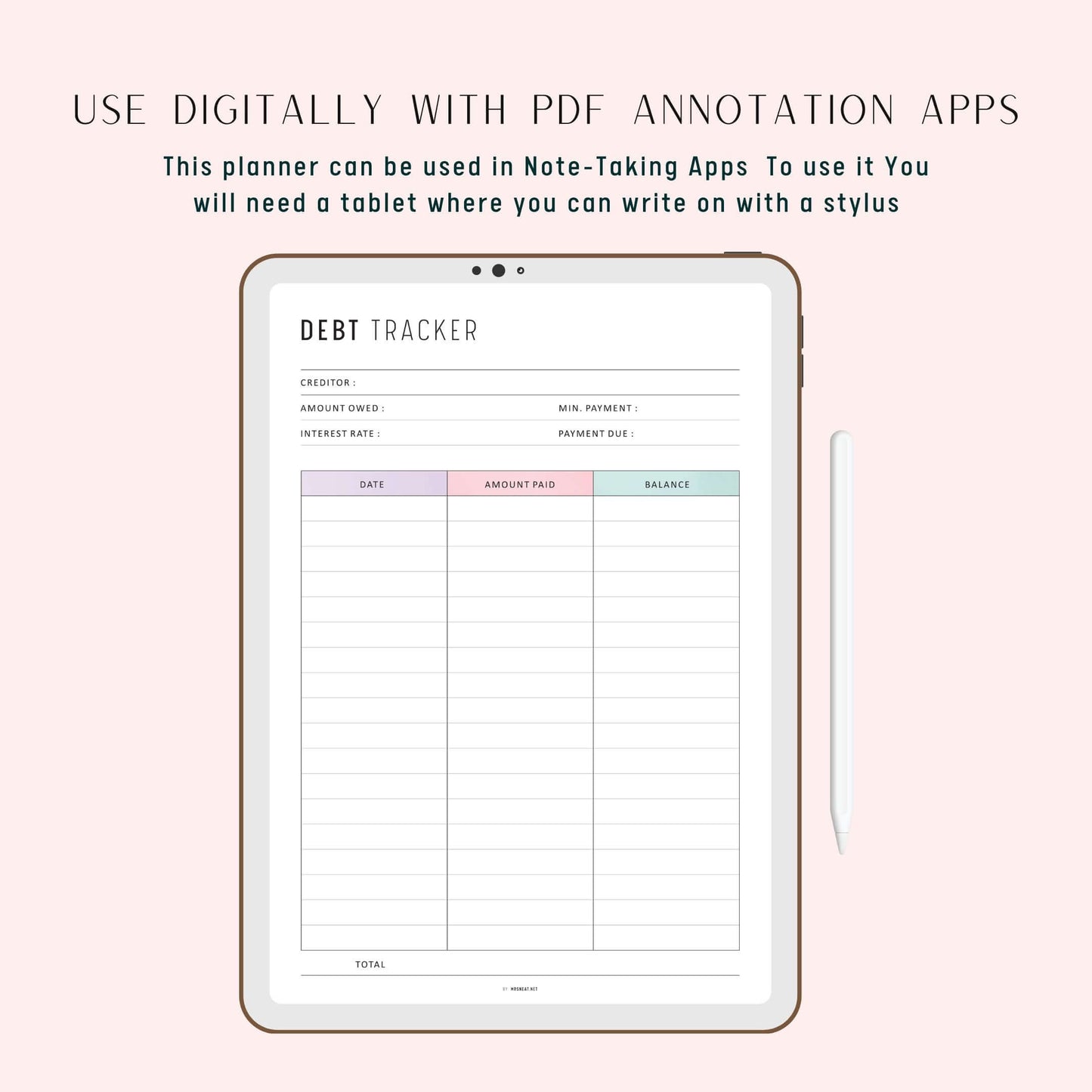 Debt Payment Tracker, Printable, A4, A5, Letter, Half Letter, Digital Planner, PDF, 2 Colors, Instant Download