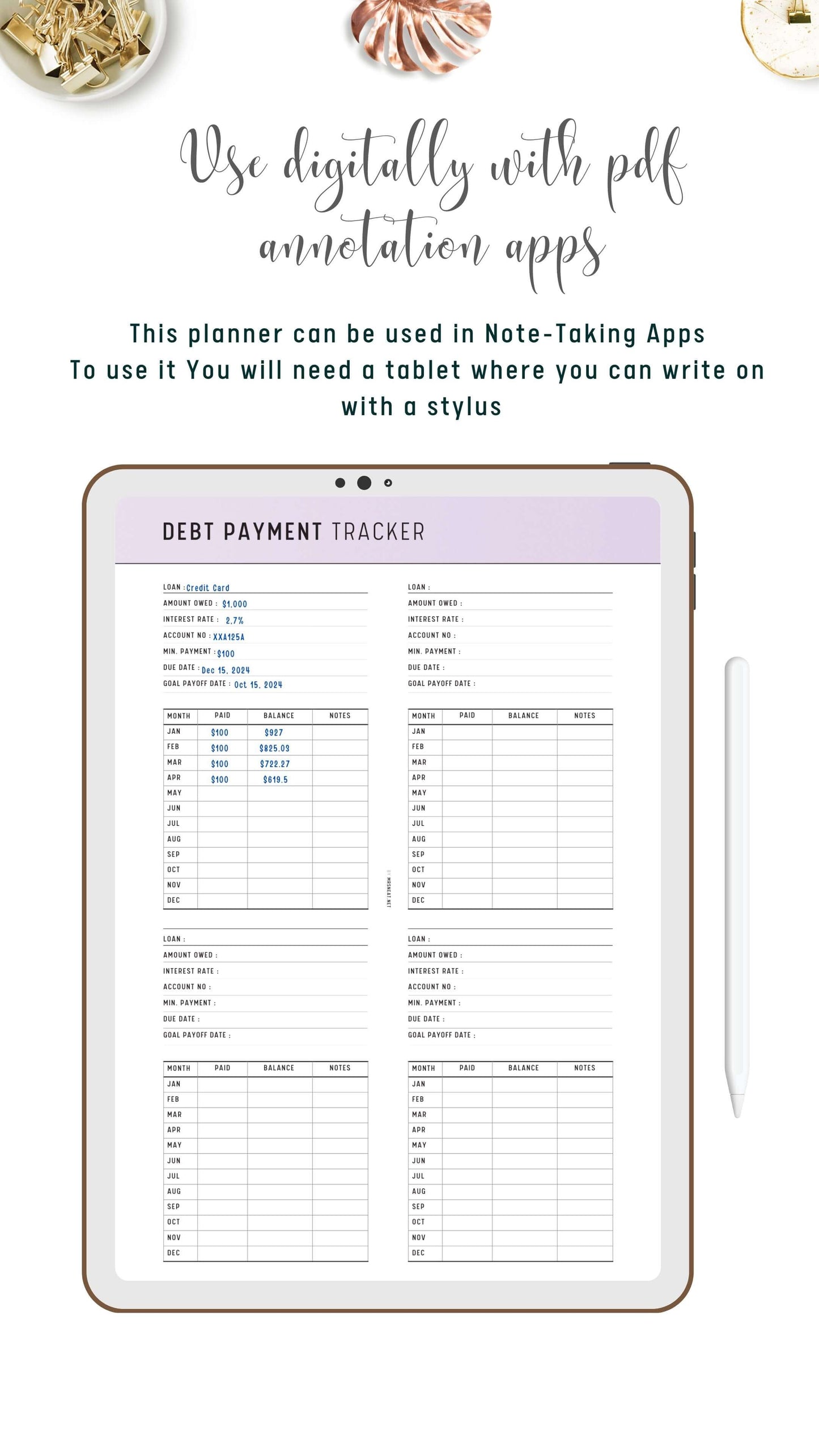 Digital Debt Payment Tracker Template