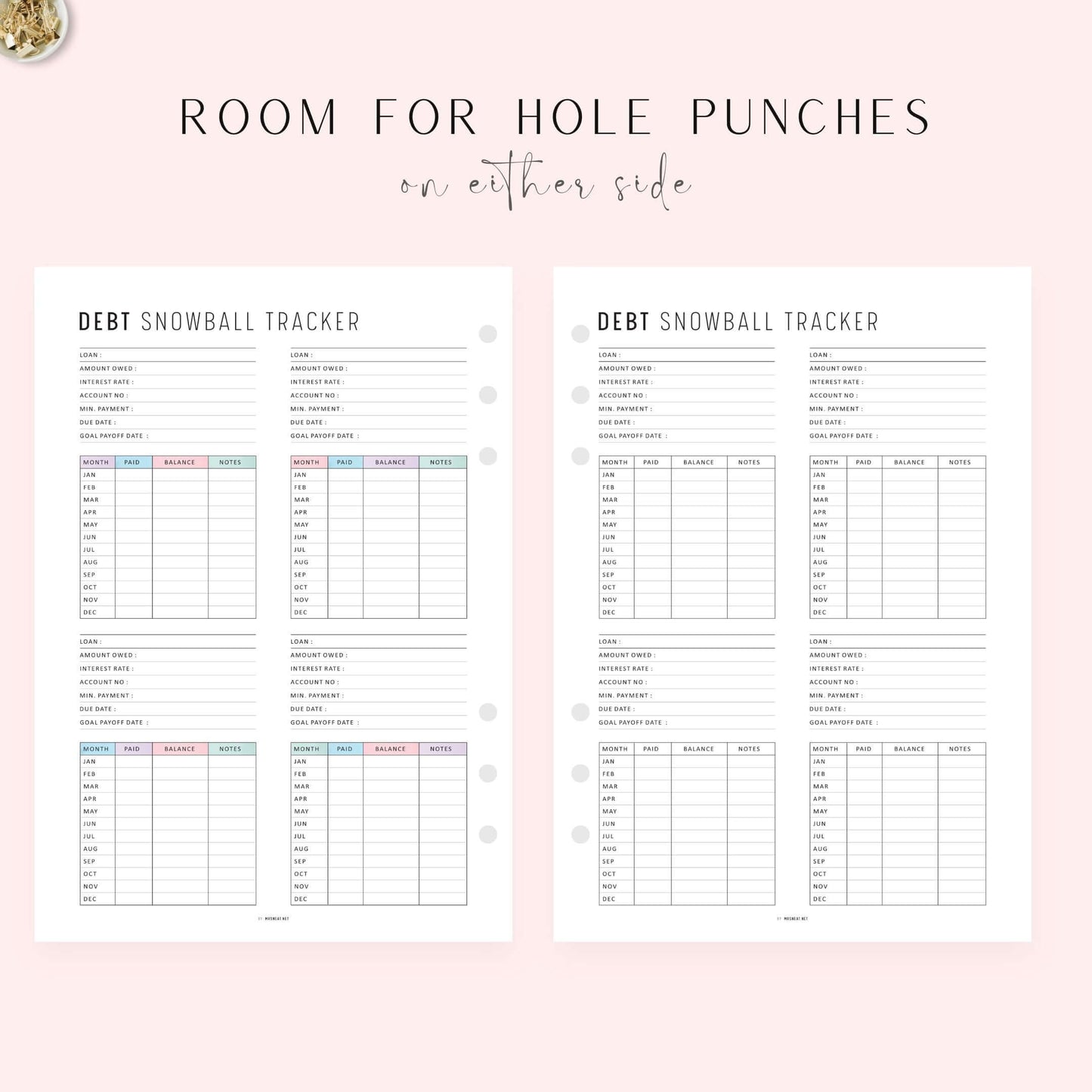 Debt Snowball Tracker Sheet, Printable, A4, A5, Letter, Half Letter, PDF, Digital Planner, 2 Colors, Instant Download