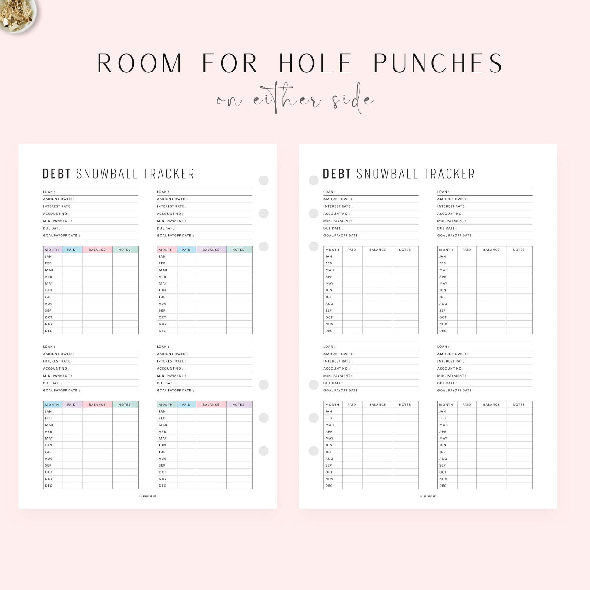 Debt Snowball Tracker Sheet, Printable, A4, A5, Letter, Half Letter, PDF, Digital Planner, 2 Colors, Instant Download
