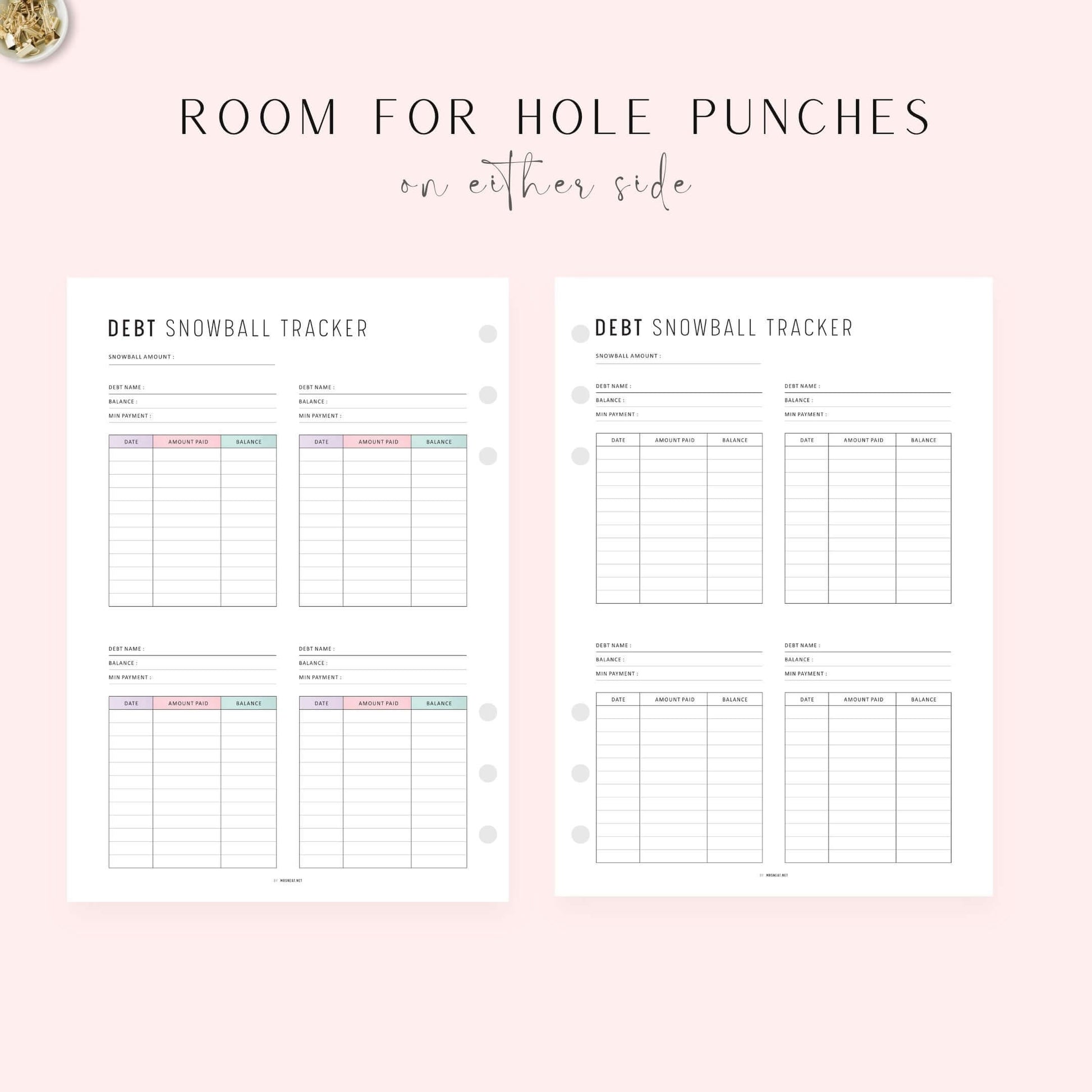 Minimalist Debt Snowball Tracker, Printable, A4, A5, Letter, Half Letter, PDF, Digital Planner, 2 Colors, Instant Download