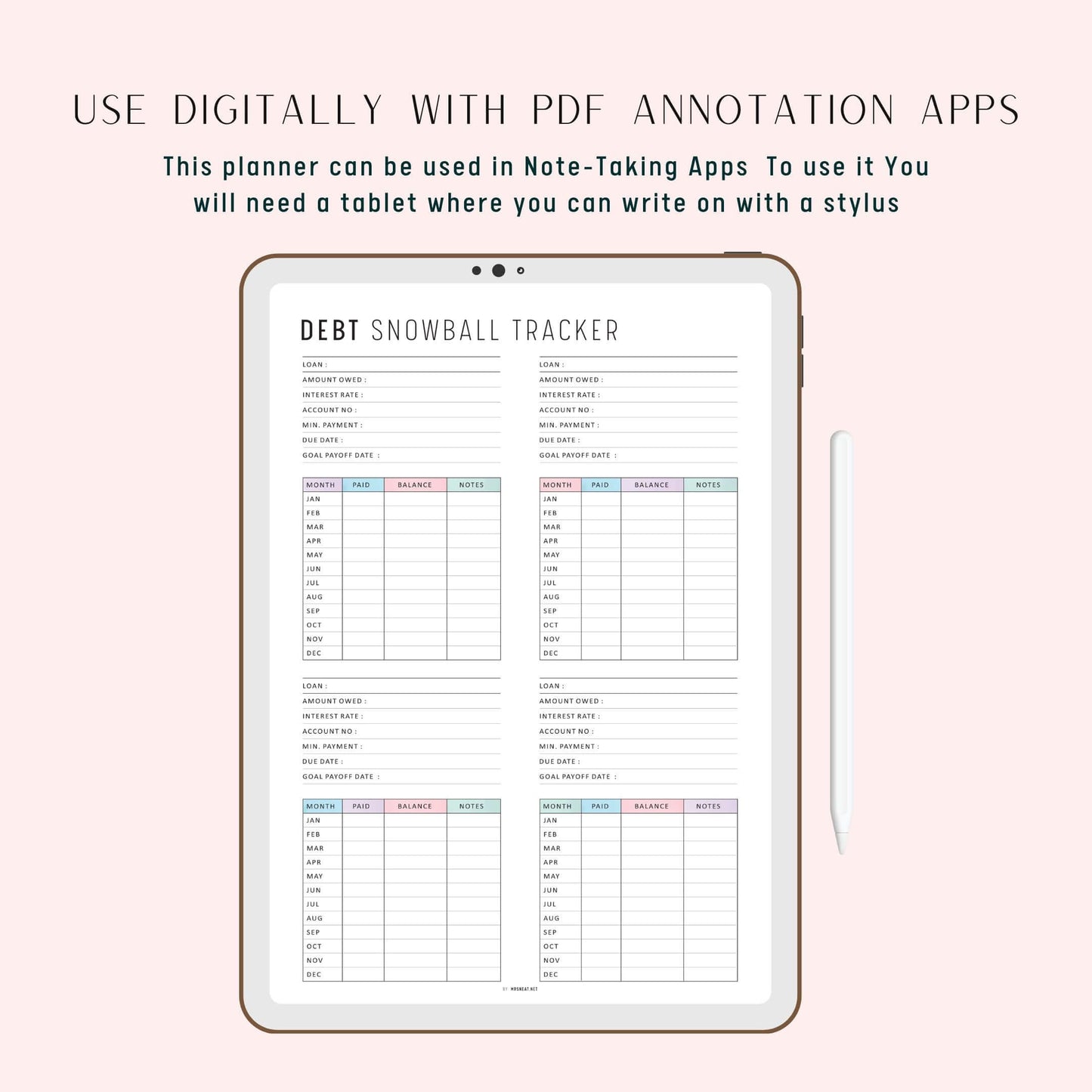 Debt Snowball Tracker Sheet, Printable, A4, A5, Letter, Half Letter, PDF, Digital Planner, 2 Colors, Instant Download