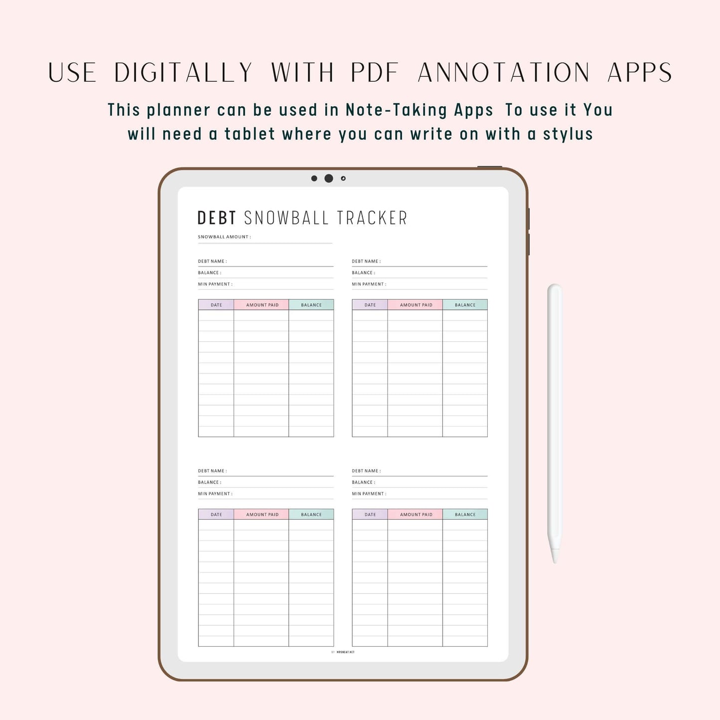 Minimalist Debt Snowball Tracker, Printable, A4, A5, Letter, Half Letter, PDF, Digital Planner, 2 Colors, Instant Download