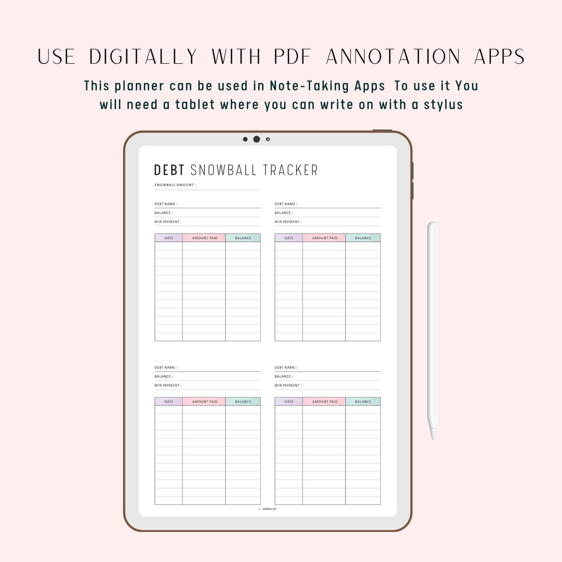Minimalist Debt Snowball Tracker, Printable, A4, A5, Letter, Half Letter, PDF, Digital Planner, 2 Colors, Instant Download