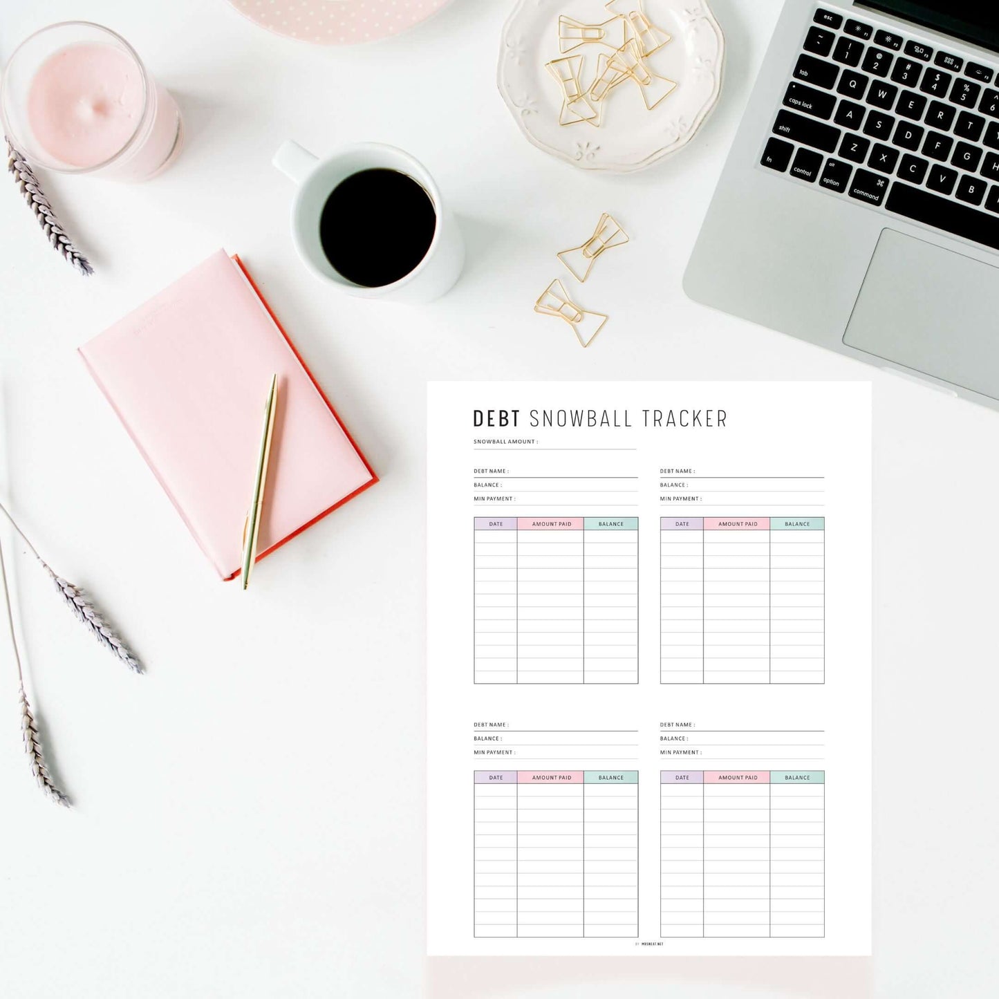 Minimalist Debt Snowball Tracker, Printable, A4, A5, Letter, Half Letter, PDF, Digital Planner, 2 Colors, Instant Download