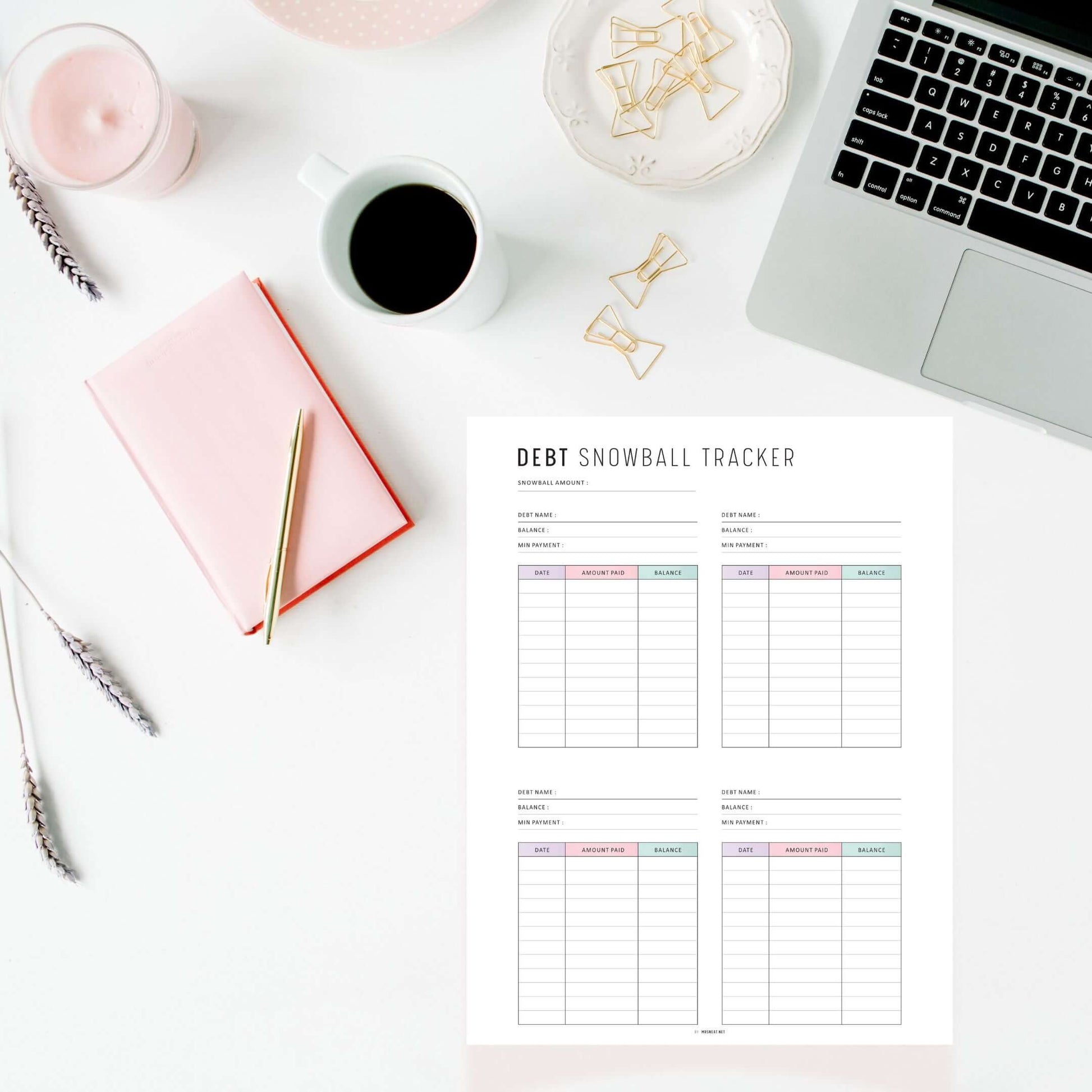 Minimalist Debt Snowball Tracker, Printable, A4, A5, Letter, Half Letter, PDF, Digital Planner, 2 Colors, Instant Download