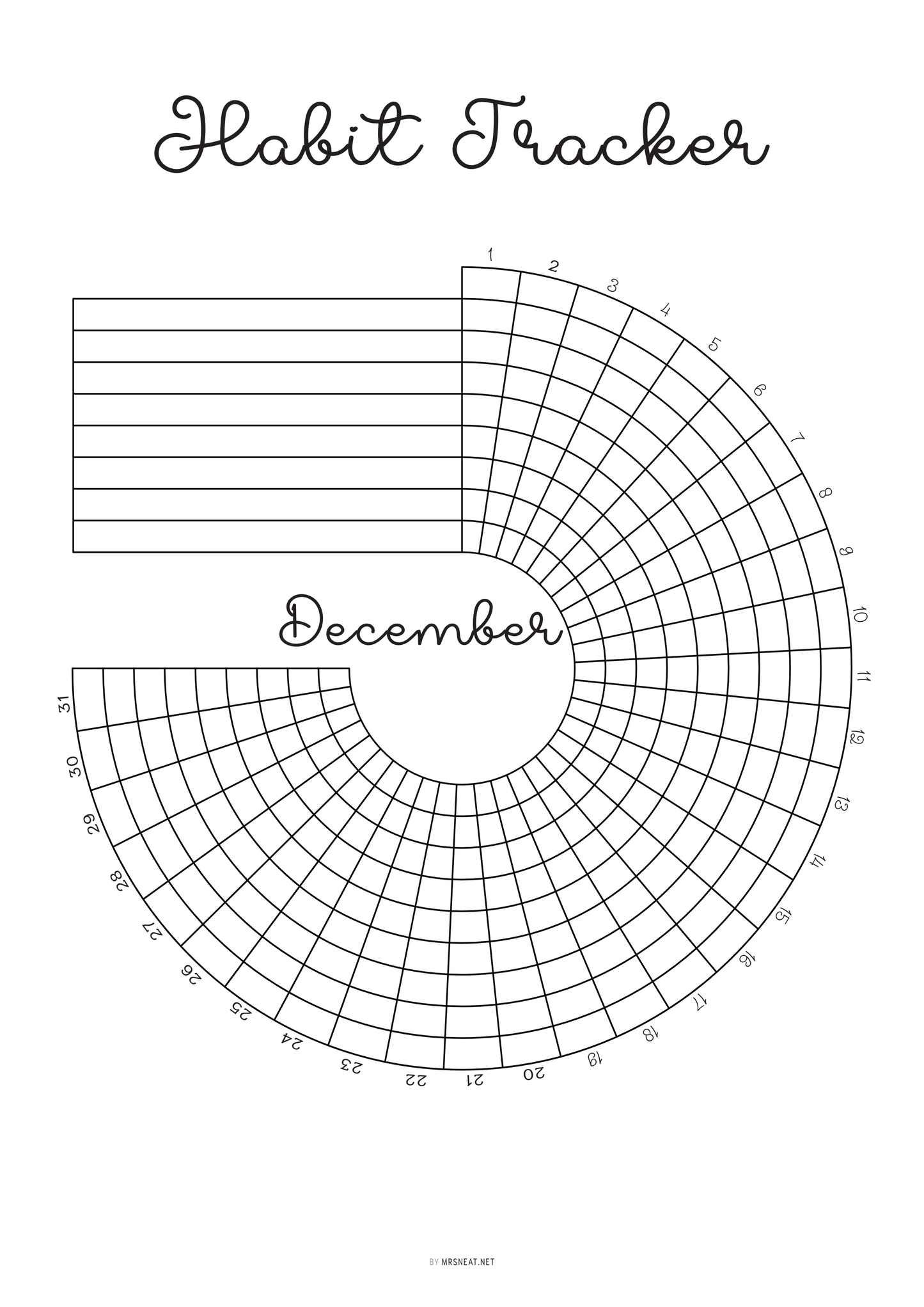 Daily Habit Tracker Bundle Monthly PRINTABLE, Floral Habit Tracker Circle Wheel, 12 Months Tracker, Planner Journal Page Goals Fitness, Digital Planner, Printable Planner, A4, A5, Letter, Half Letter