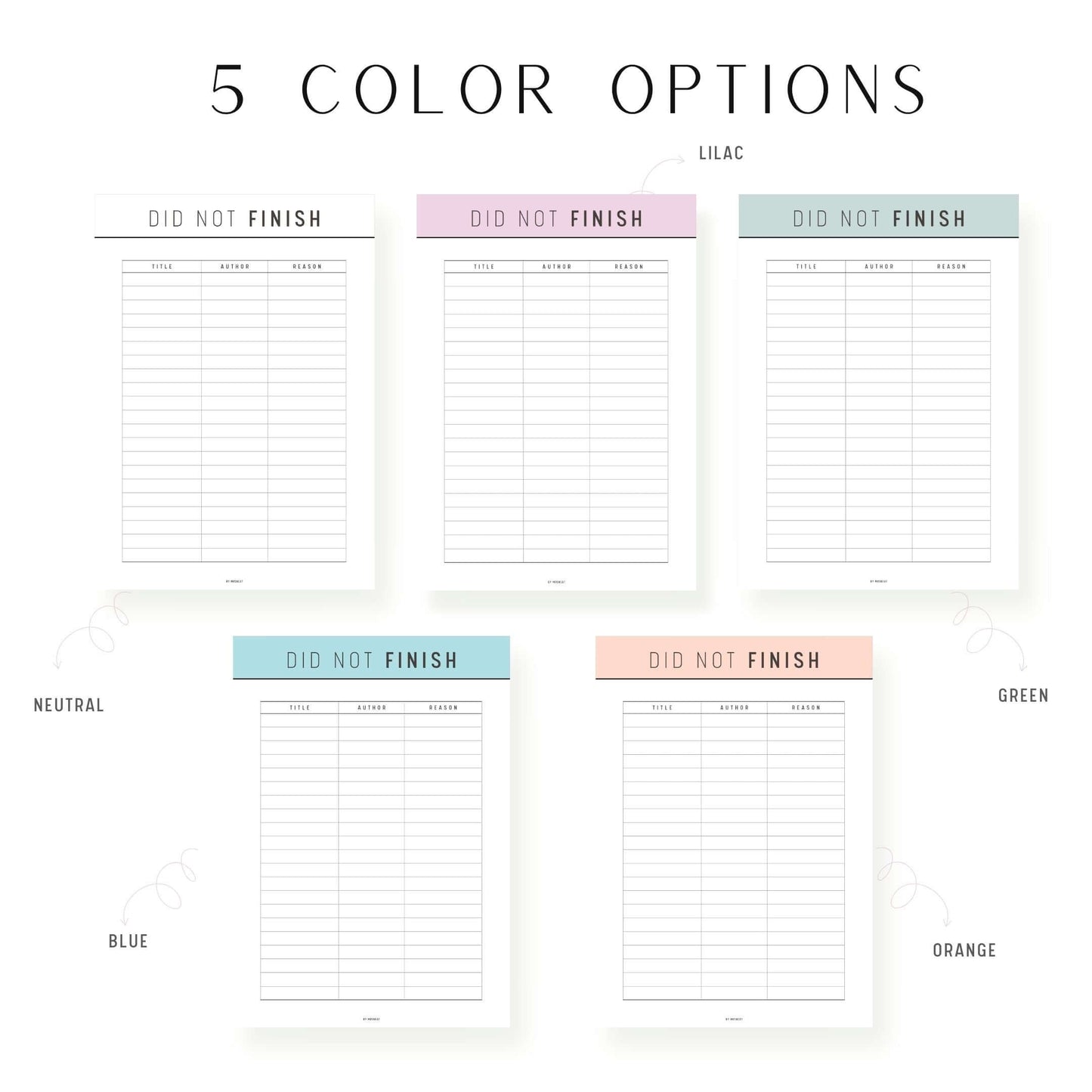 Did Not Finish Books Template Printable