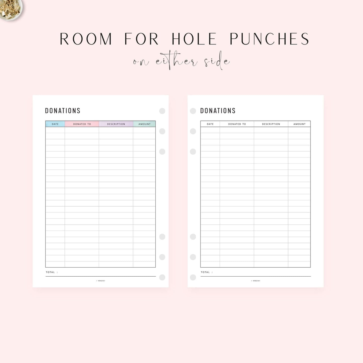 Donation Tracker Template, Printable, A4, A5, Letter, Half Letter, PDF, 2 Colors, Digital Planner