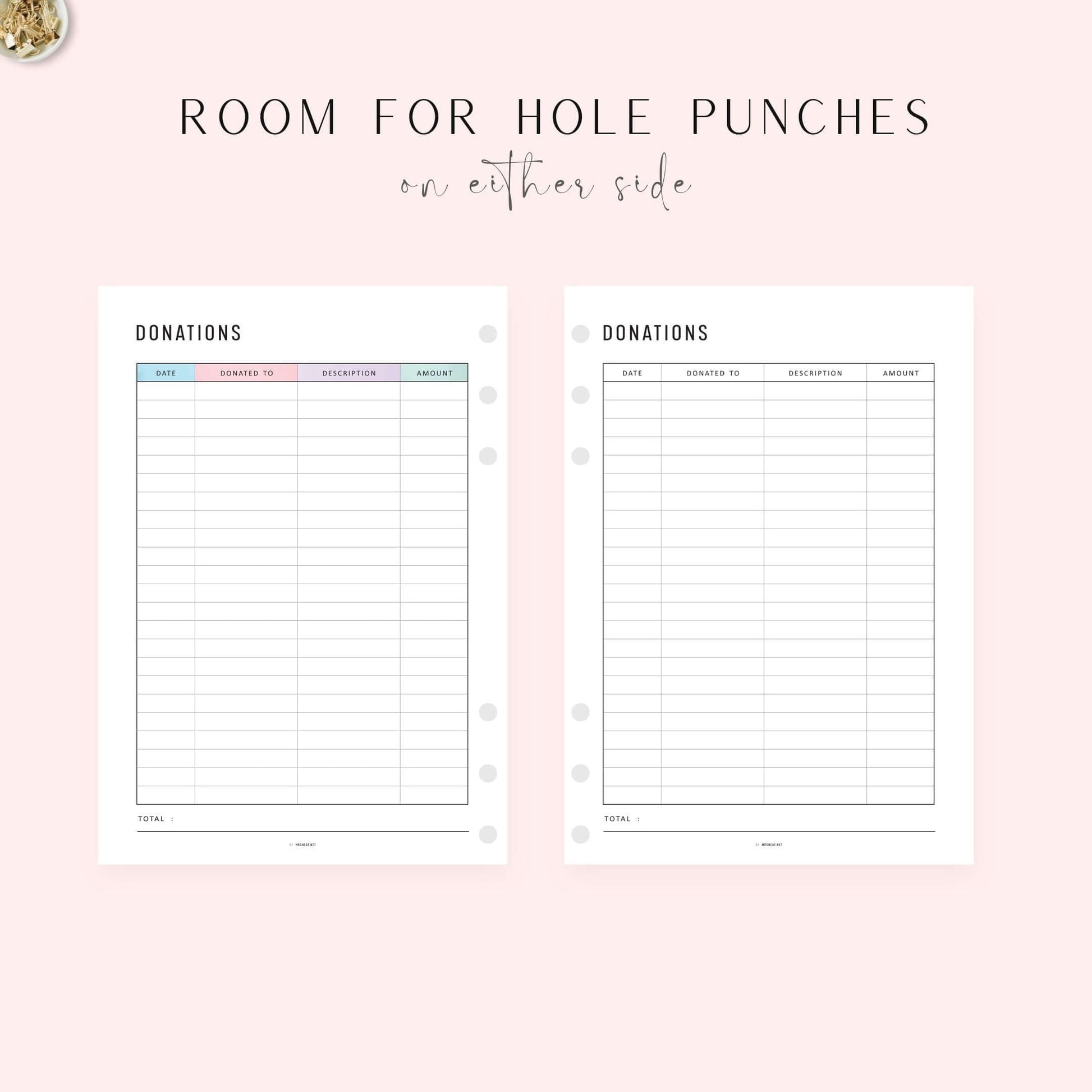 Donation Tracker Template, Printable, A4, A5, Letter, Half Letter, PDF, 2 Colors, Digital Planner