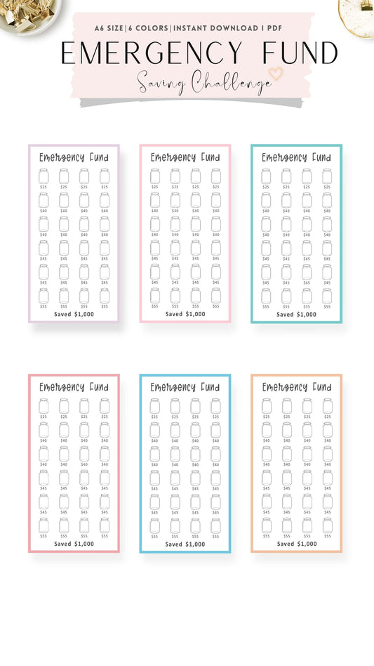 Colorful Emergency Fund A6 Mini Savings Challenge