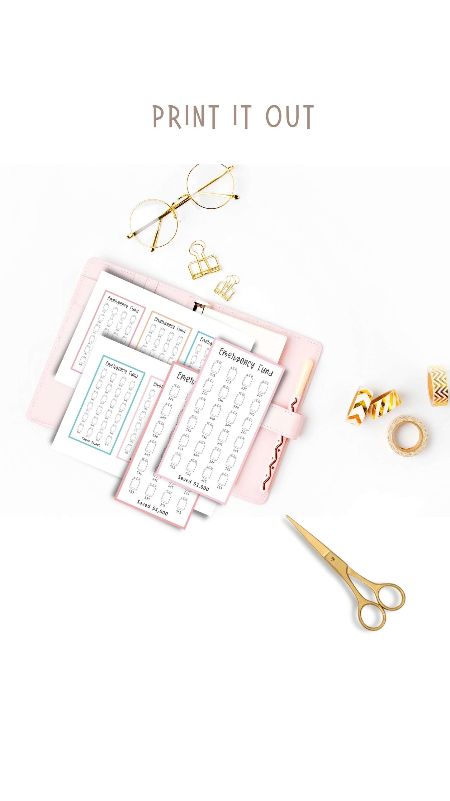 6 colors Emergency Fund A6 Mini Savings Challenge Printable