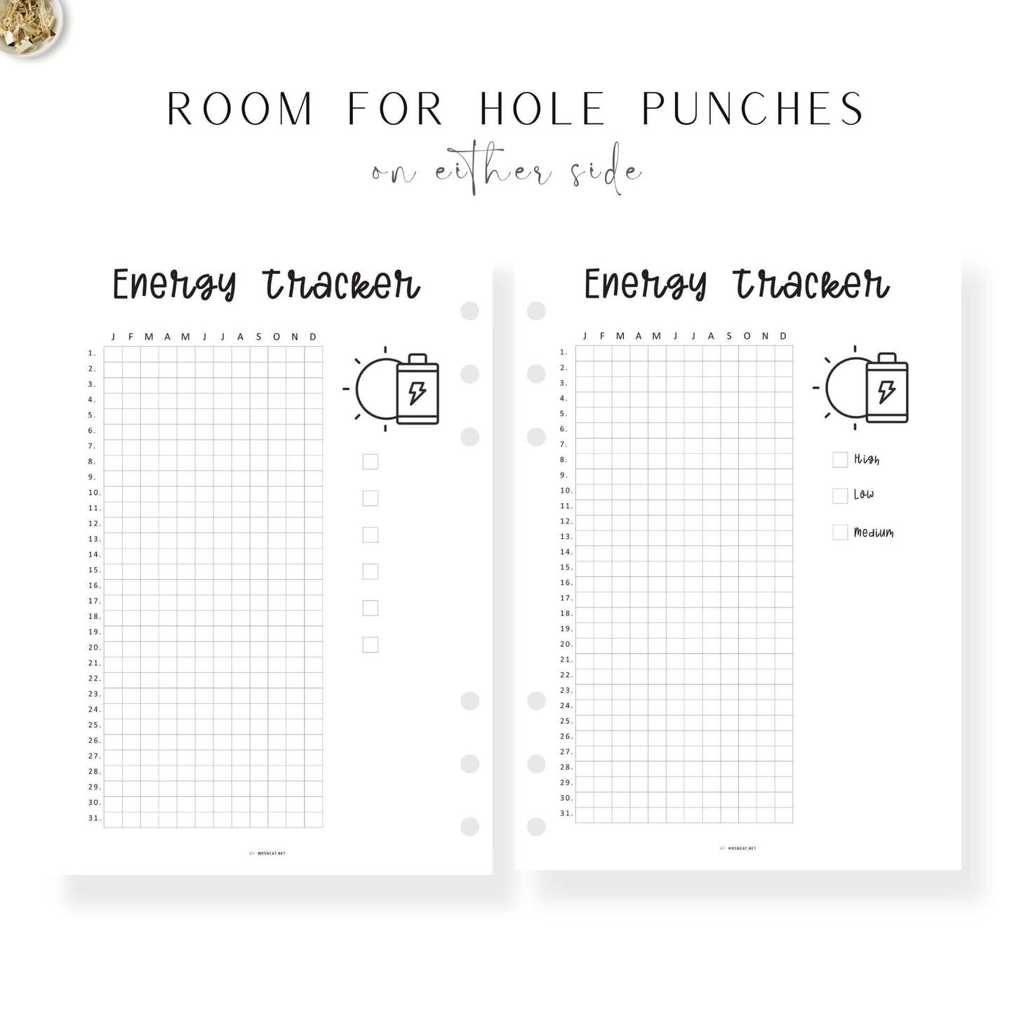 Yearly Energy Tracker Template, Energy Level Template PDF, Mood Tracker, Health Journal, Health Log, Health Tracker Template, A4, A5, Letter, Half Letter, PDF, 2 versions
