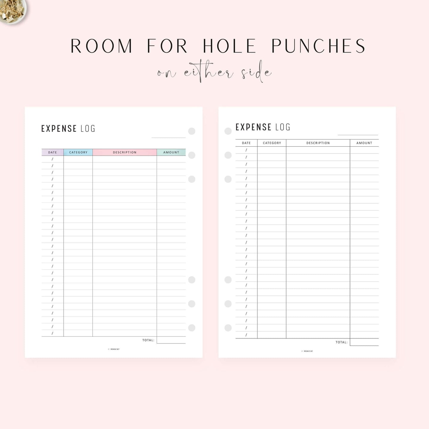 Expense Log Template, Printable, A4, A5, Letter, Half Letter, PDF, Digital Planner, 2 Colors, Instant Download