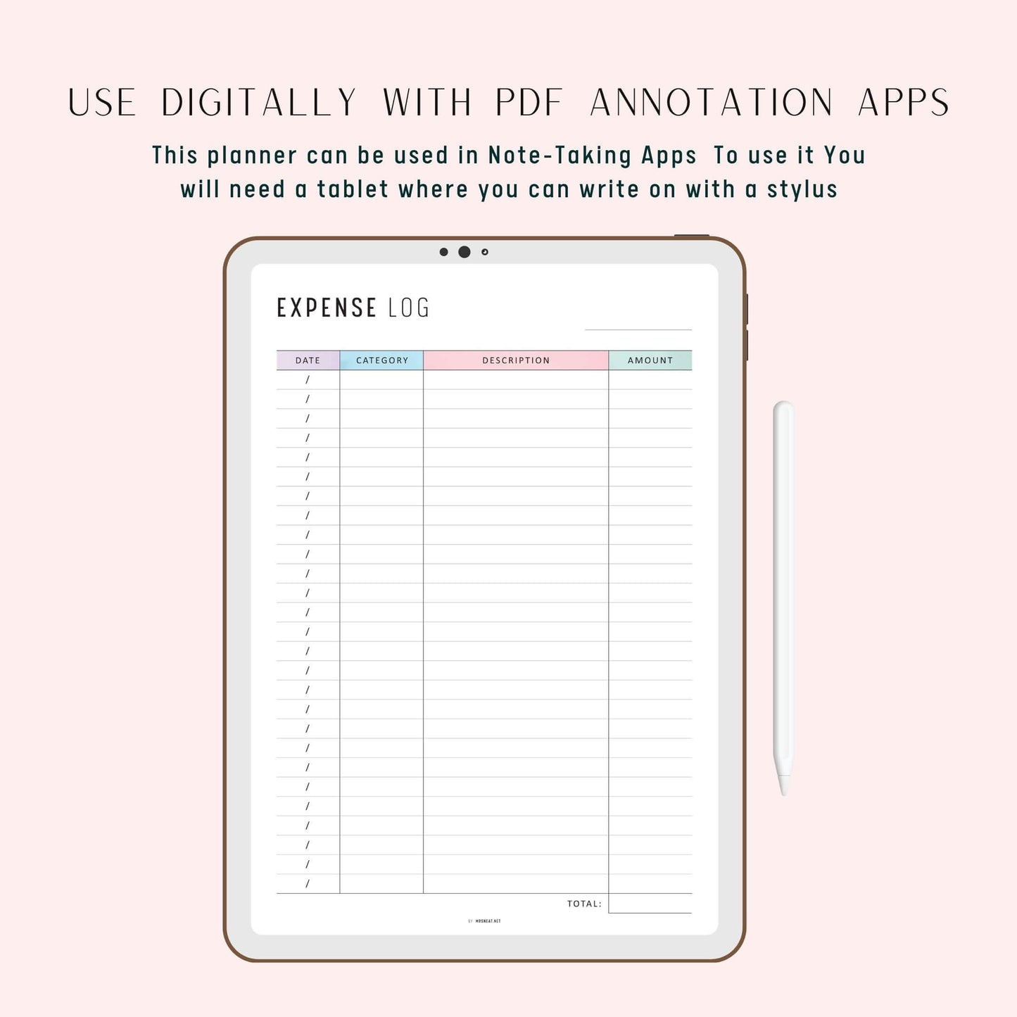 Expense Log Template, Printable, A4, A5, Letter, Half Letter, PDF, Digital Planner, 2 Colors, Instant Download