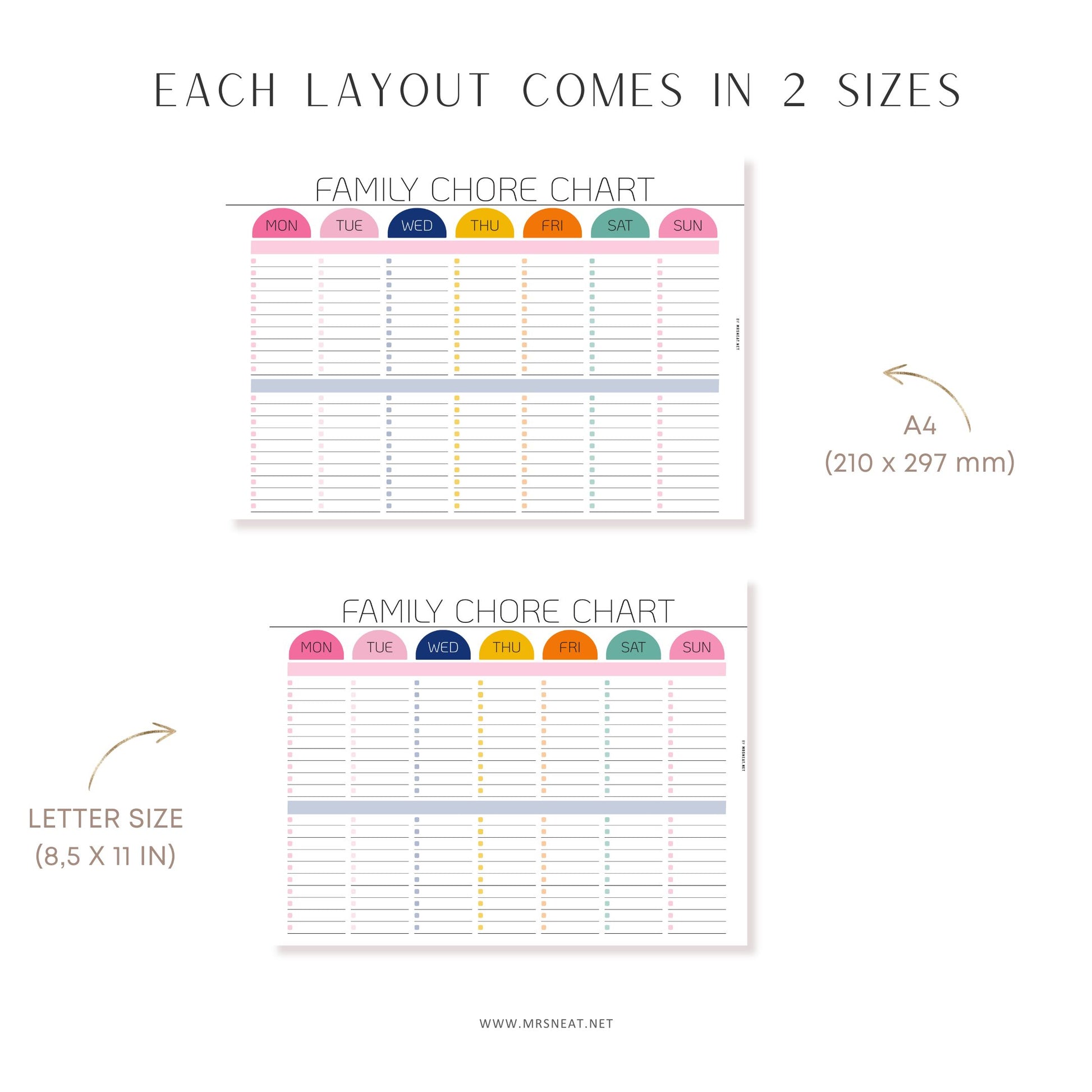 Weekly Family chore chart editable and PRINTABLE, Family Chore list,Household kid adult family schedule template, Family planner, 4 Layouts
