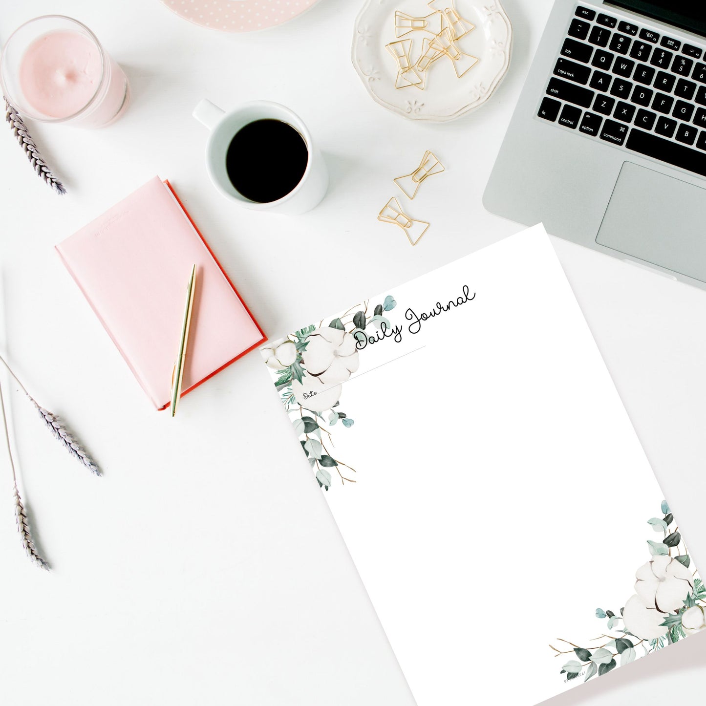 Fillable Daily Journal, PRINTABLE Journal Page, Printable Planner Page, Daily Diary Page, Diary Journal, Printable Diary, Daily Reflection Note, 2 Versions (Lined and Unlined), 5 Colors, Floral Theme, A4, A5, Letter, Half Letter, PDF Fillable, Digital Planner