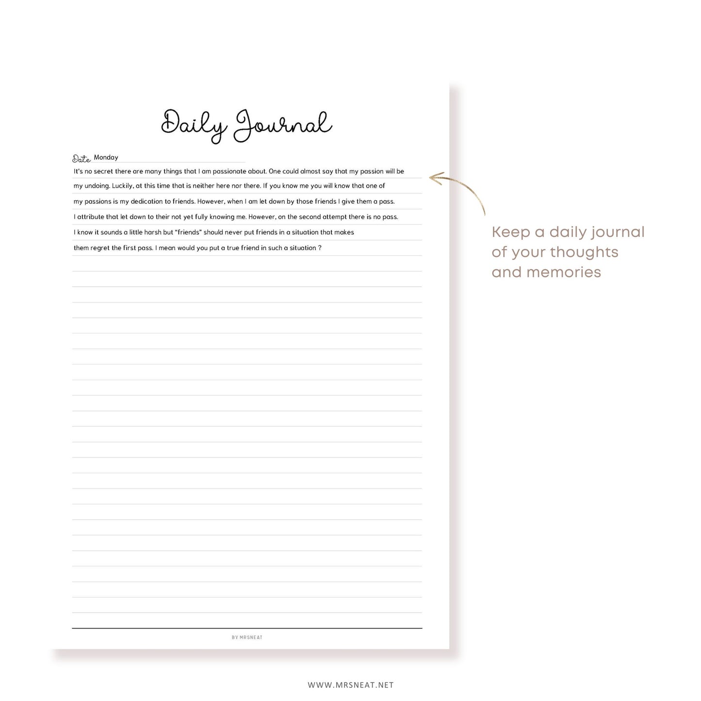 Fillable Daily Journal, PRINTABLE Journal Page, Printable Planner Page, Daily Diary Page, Diary Journal, Printable Diary, Daily Reflection Note, 2 Versions (Lined and Unlined), 5 Colors, Floral Theme, A4, A5, Letter, Half Letter, PDF Fillable, Digital Planner