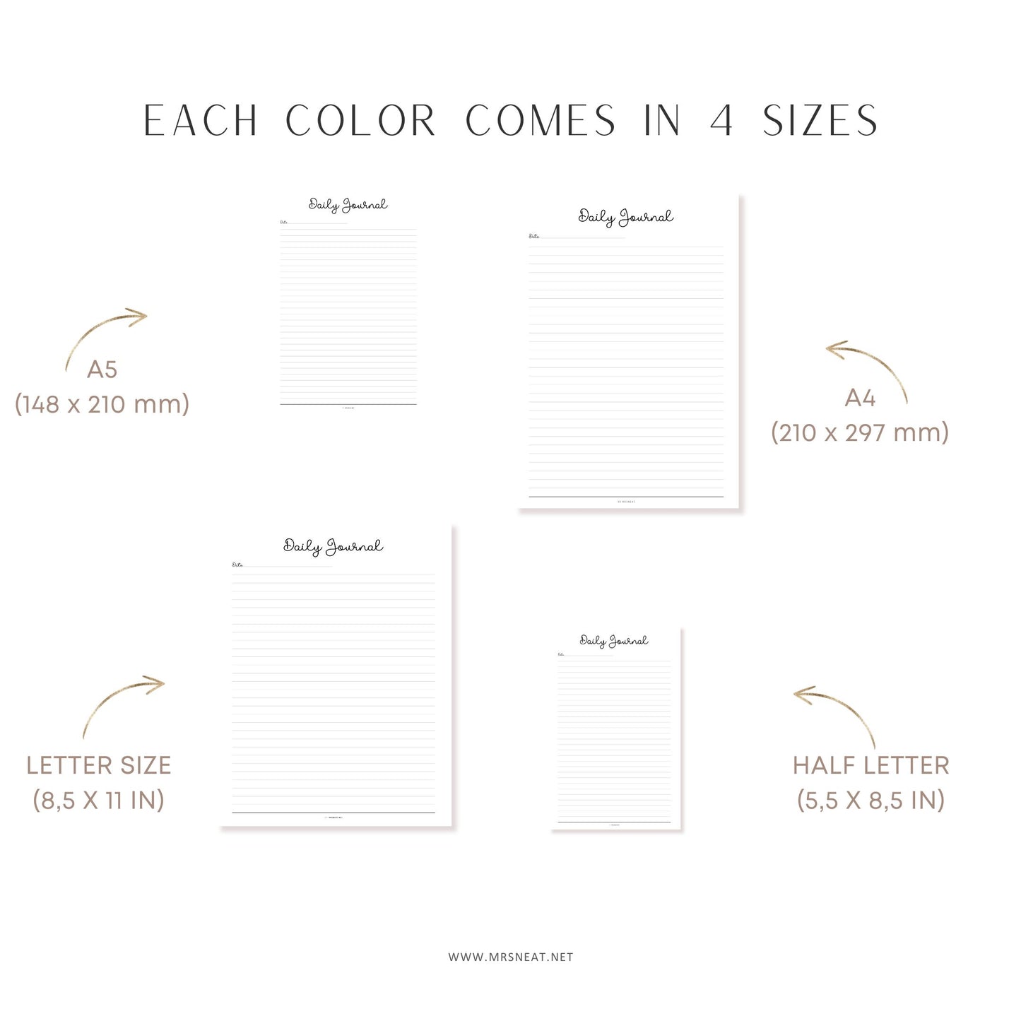 Fillable Daily Journal, PRINTABLE Journal Page, Printable Planner Page, Daily Diary Page, Diary Journal, Printable Diary, Daily Reflection Note, 2 Versions (Lined and Unlined), 5 Colors, Floral Theme, A4, A5, Letter, Half Letter, PDF Fillable, Digital Planner