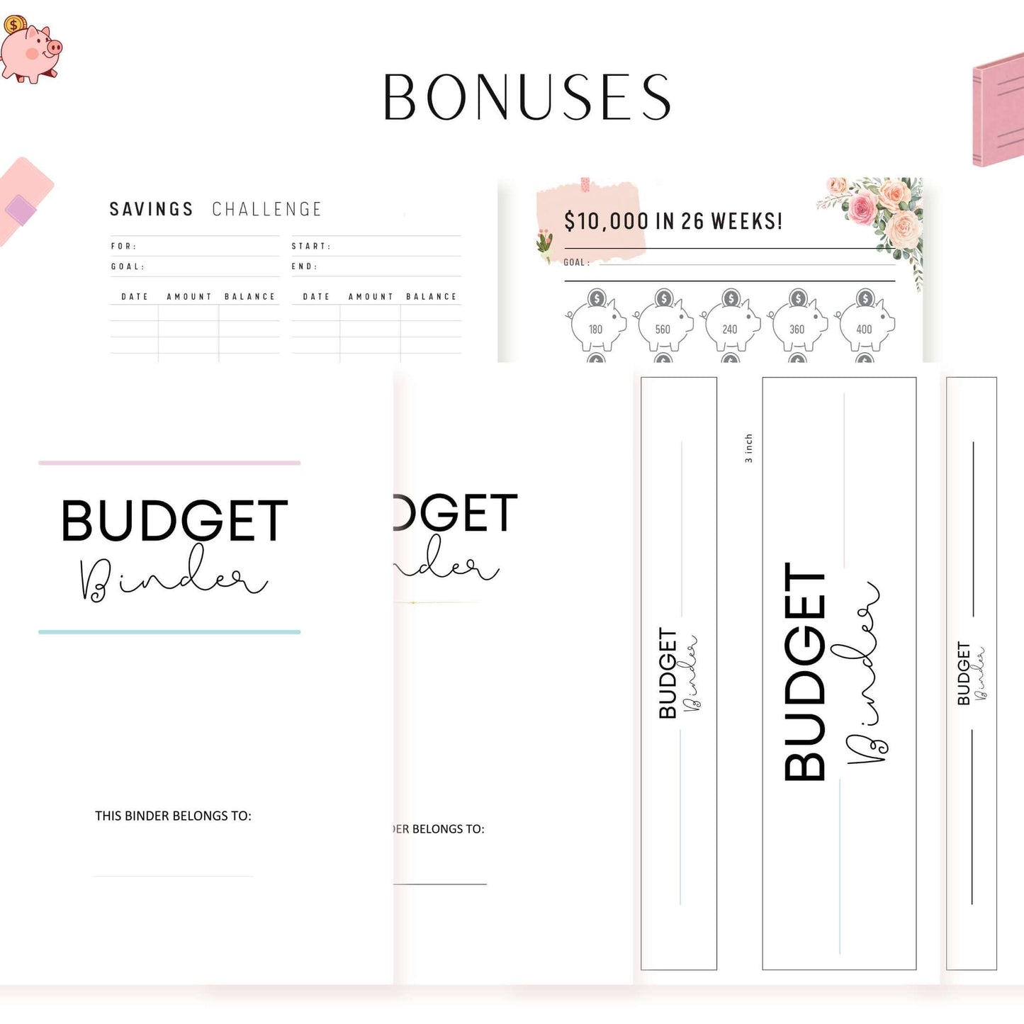 Financial Planner Bundle, Budget Binder, Printable, A4, A5, Letter, Half Letter, 2 Colors, Digital Planner, PDF