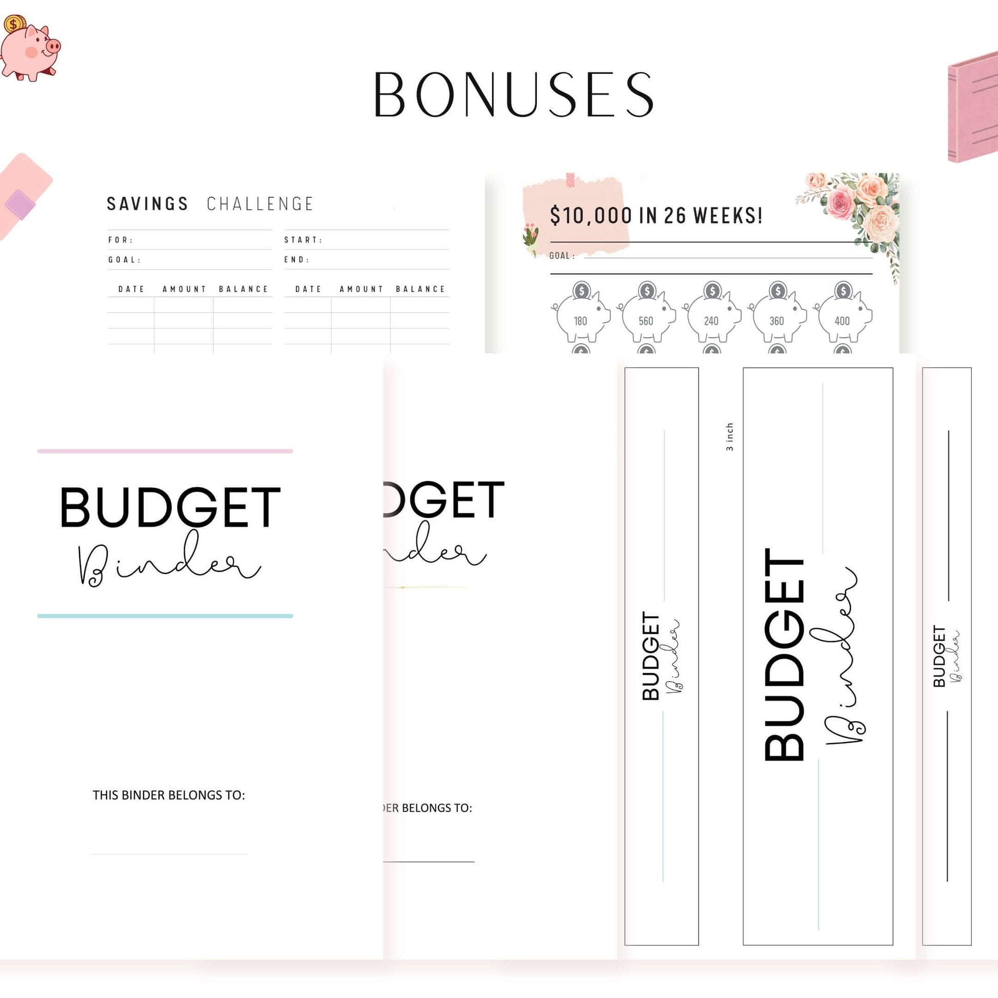 Financial Planner Bundle, Budget Binder, Printable, A4, A5, Letter, Half Letter, 2 Colors, Digital Planner, PDF
