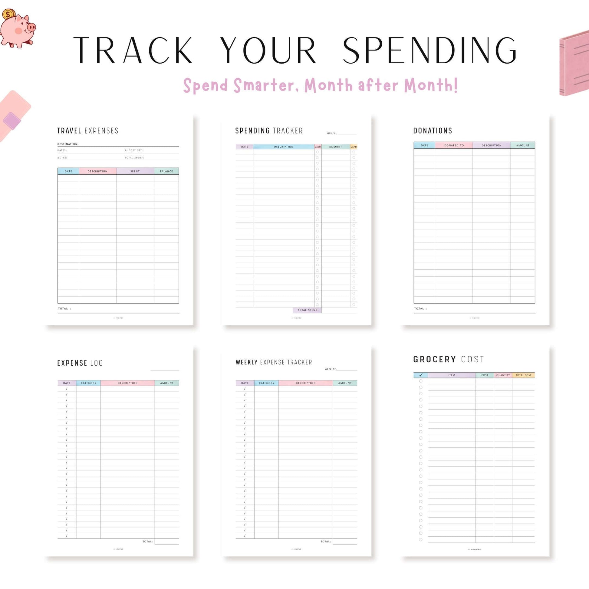 Financial Planner Bundle, Budget Binder, Printable, A4, A5, Letter, Half Letter, 2 Colors, Digital Planner, PDF