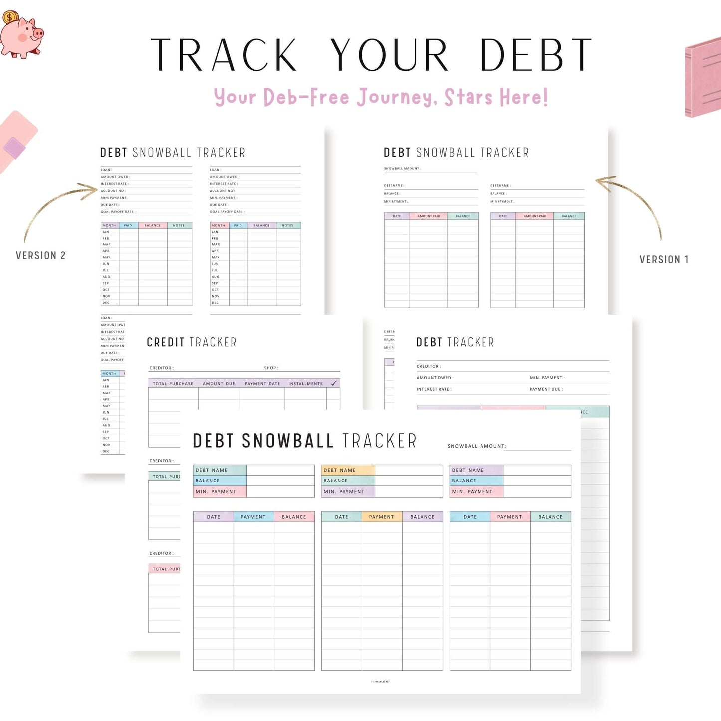 Financial Planner Bundle, Budget Binder, Printable, A4, A5, Letter, Half Letter, 2 Colors, Digital Planner, PDF