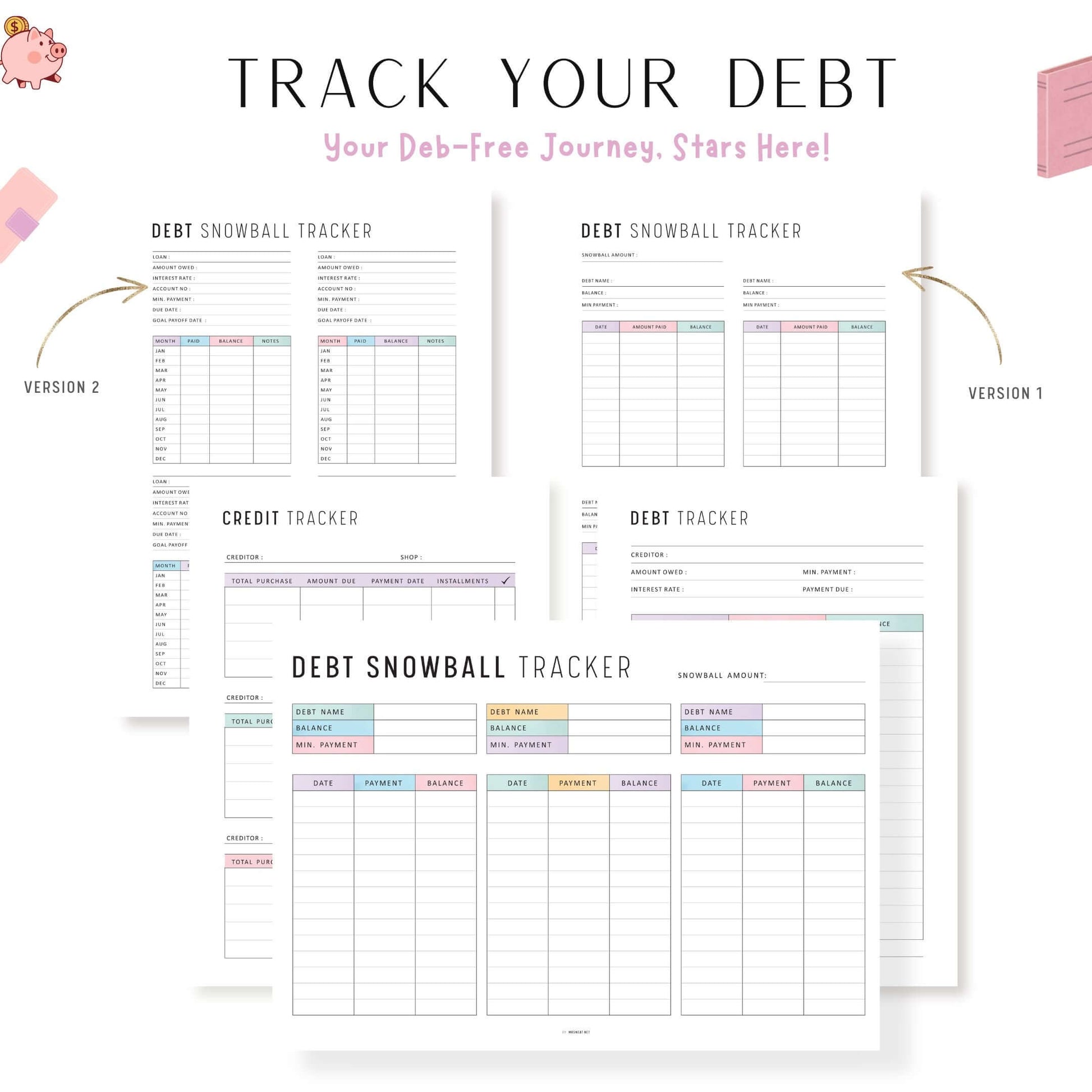 Financial Planner Bundle, Budget Binder, Printable, A4, A5, Letter, Half Letter, 2 Colors, Digital Planner, PDF