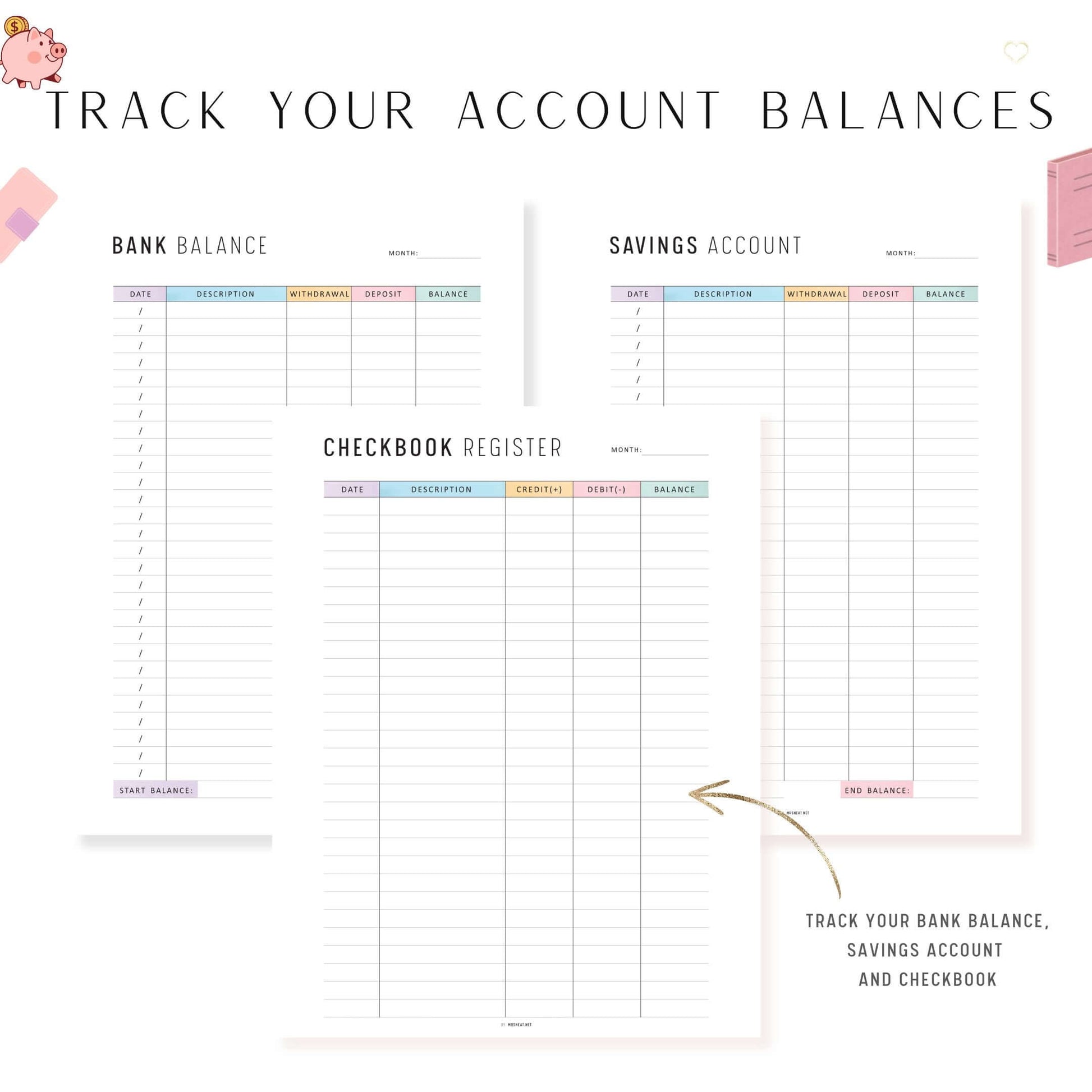 Financial Planner Bundle, Budget Binder, Printable, A4, A5, Letter, Half Letter, 2 Colors, Digital Planner, PDF
