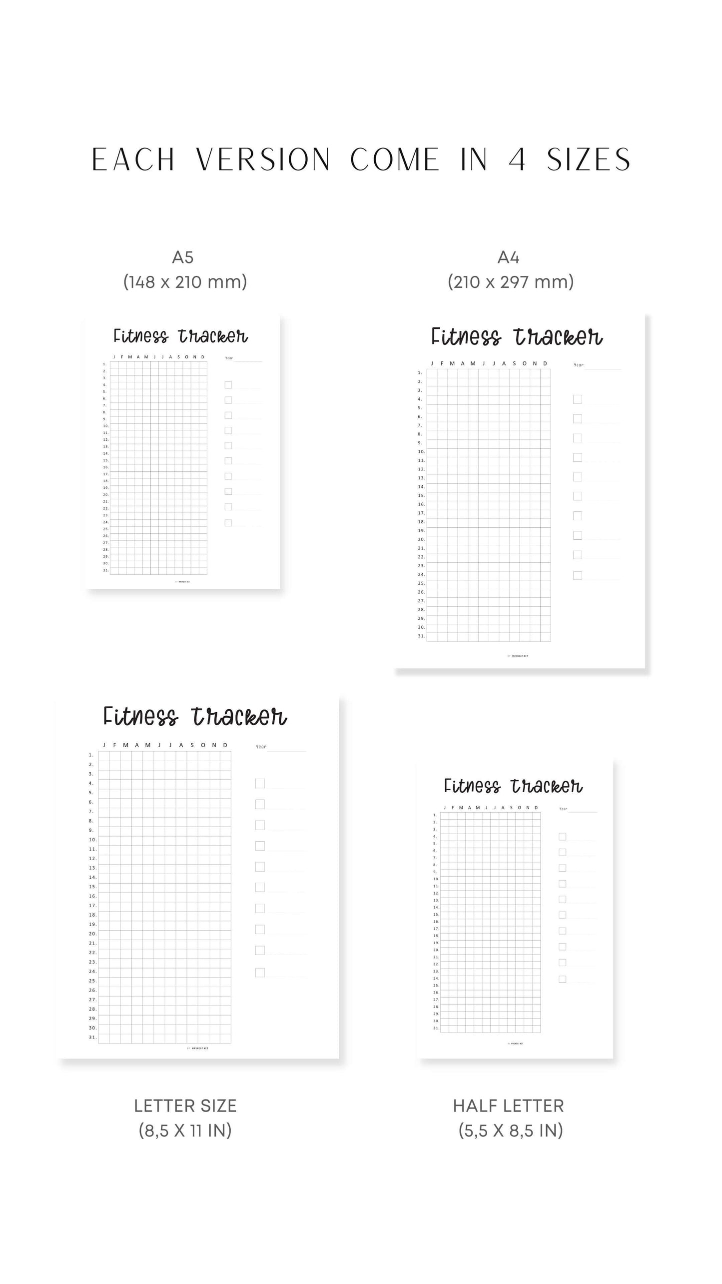 One Year Fitness Tracker Template Insert Printable