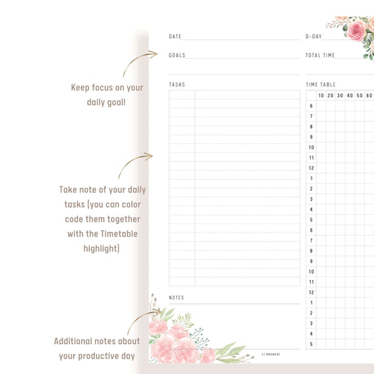 Floral 10 Minutes Daily Planner Template