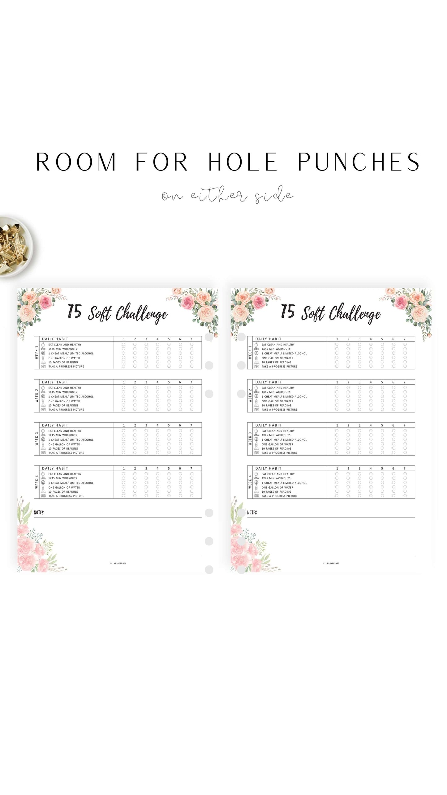 Floral 75 Soft Challenge Tracker Printable