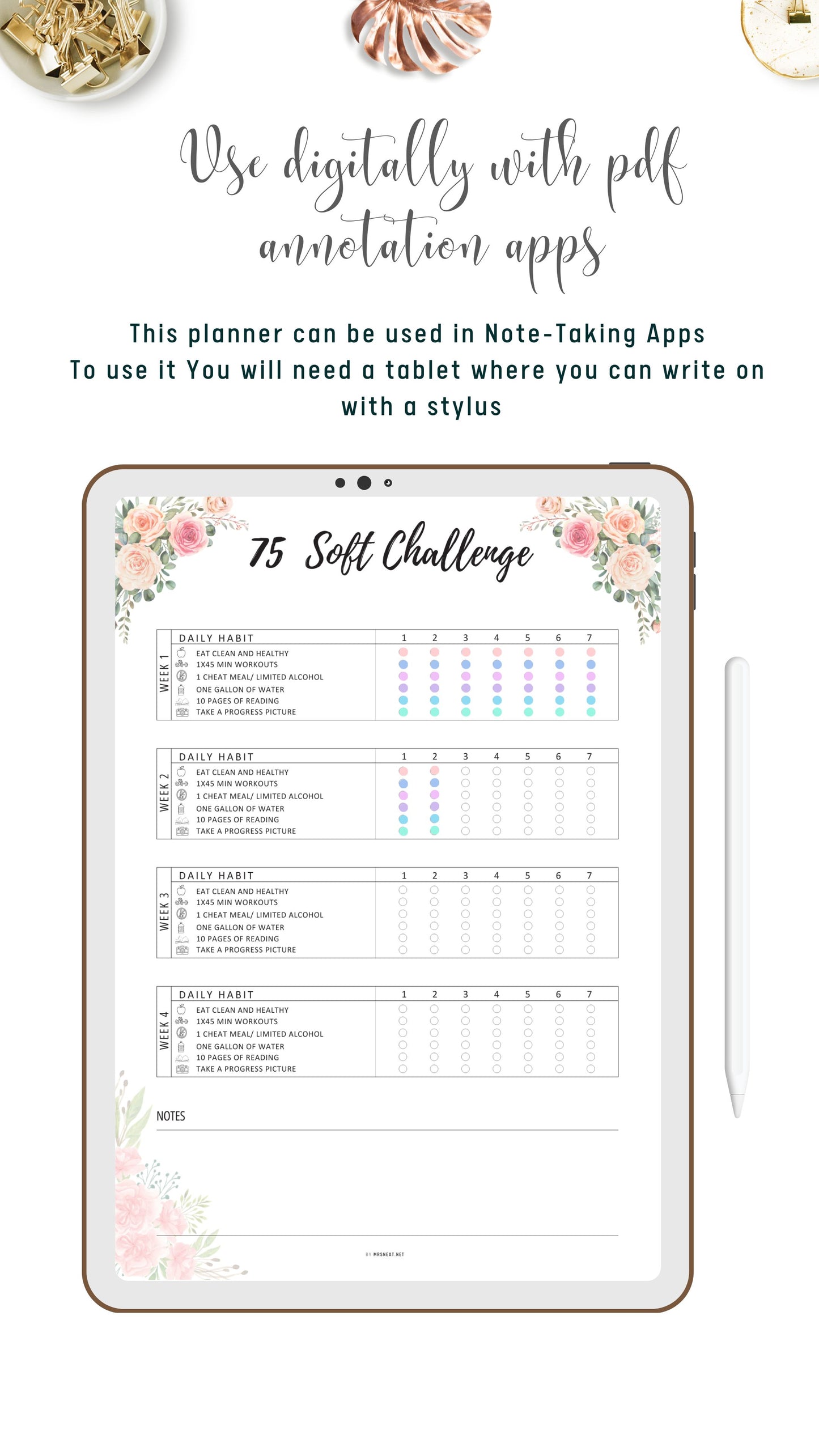 Digital Floral 75 Soft Challenge Tracker