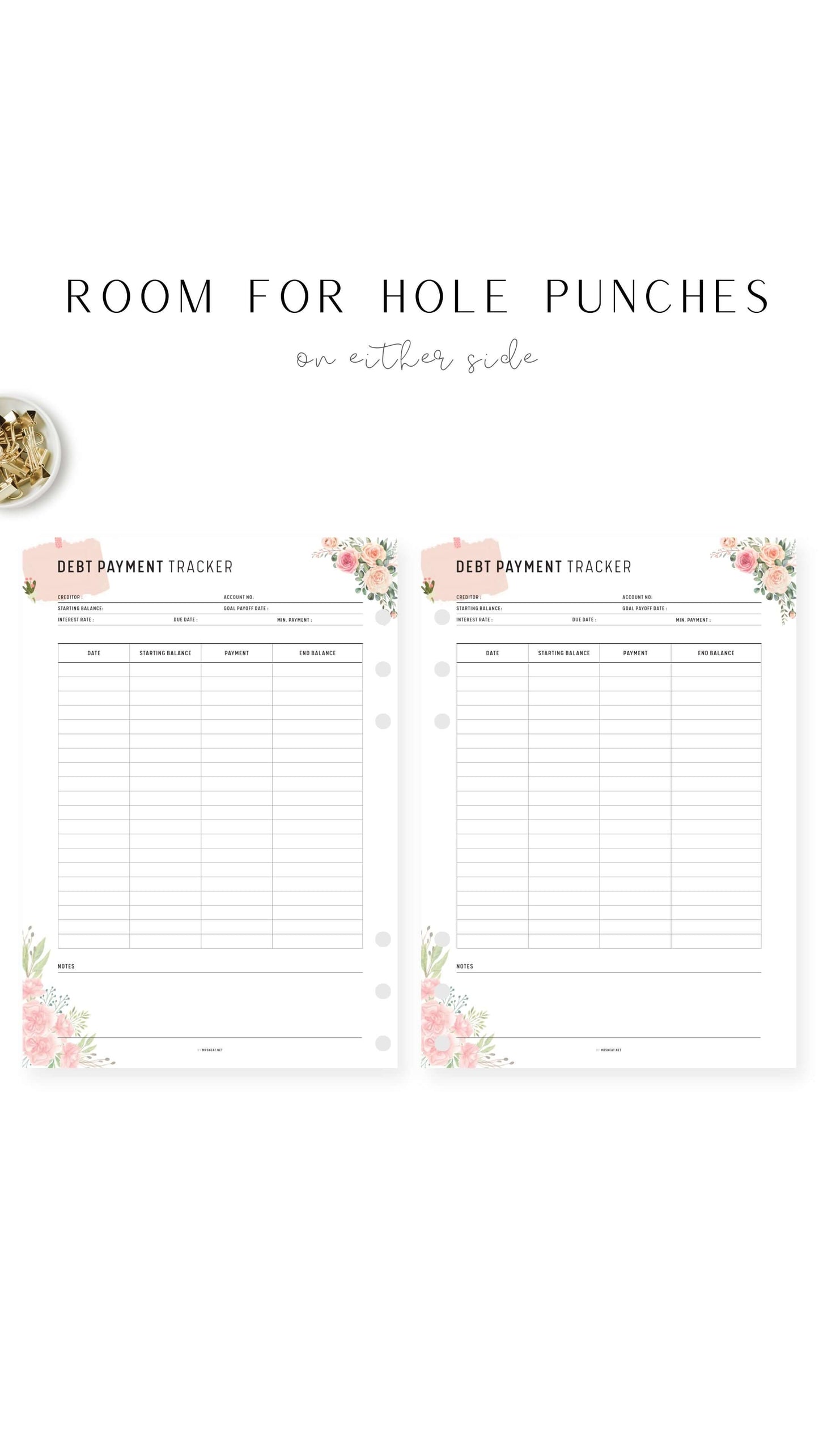 Printable Floral Debt Payment Tracker