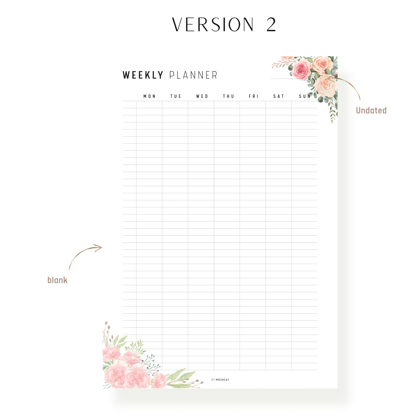 Floral Half Hour Weekly Schedule Printable