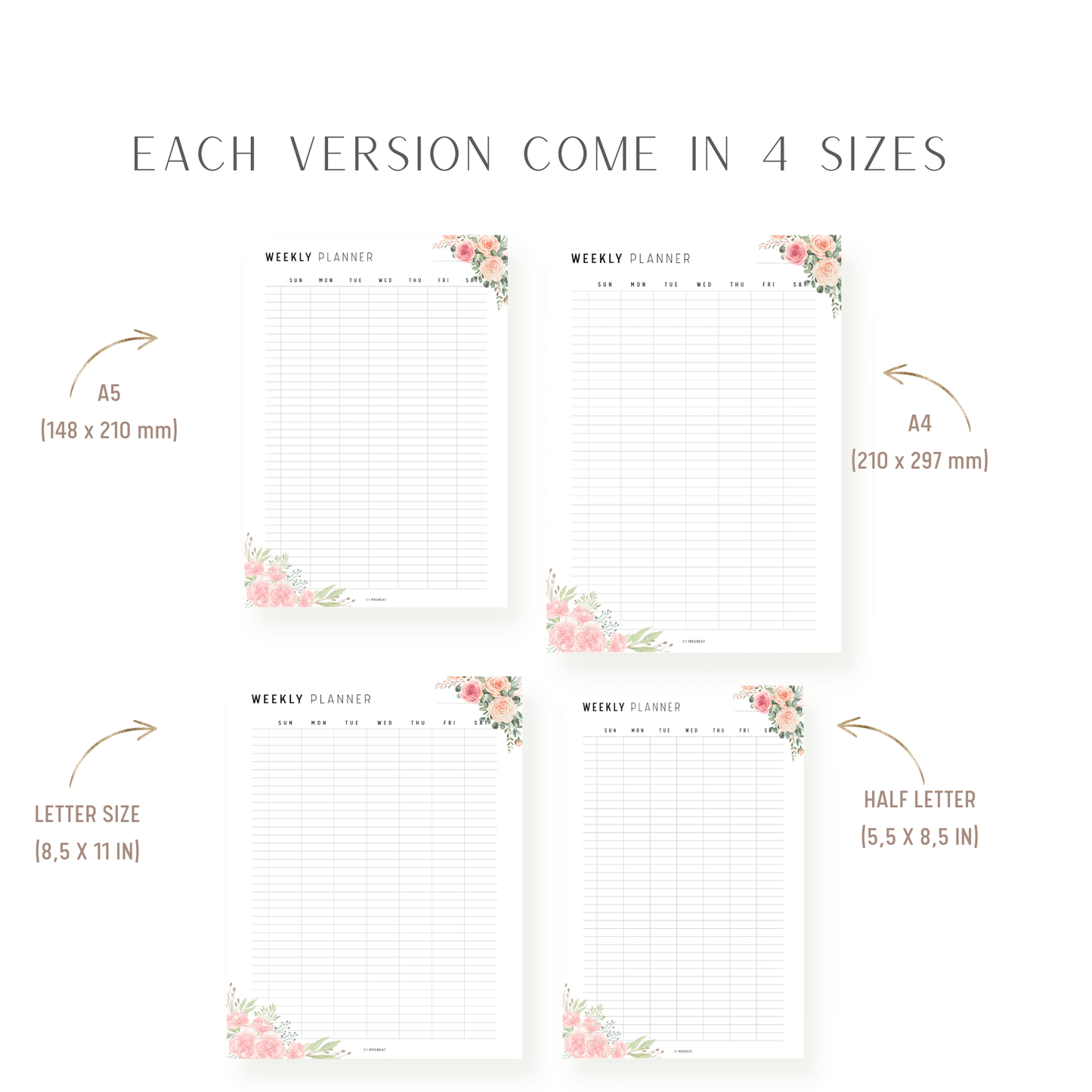 Floral Half Hour Weekly Schedule Printable